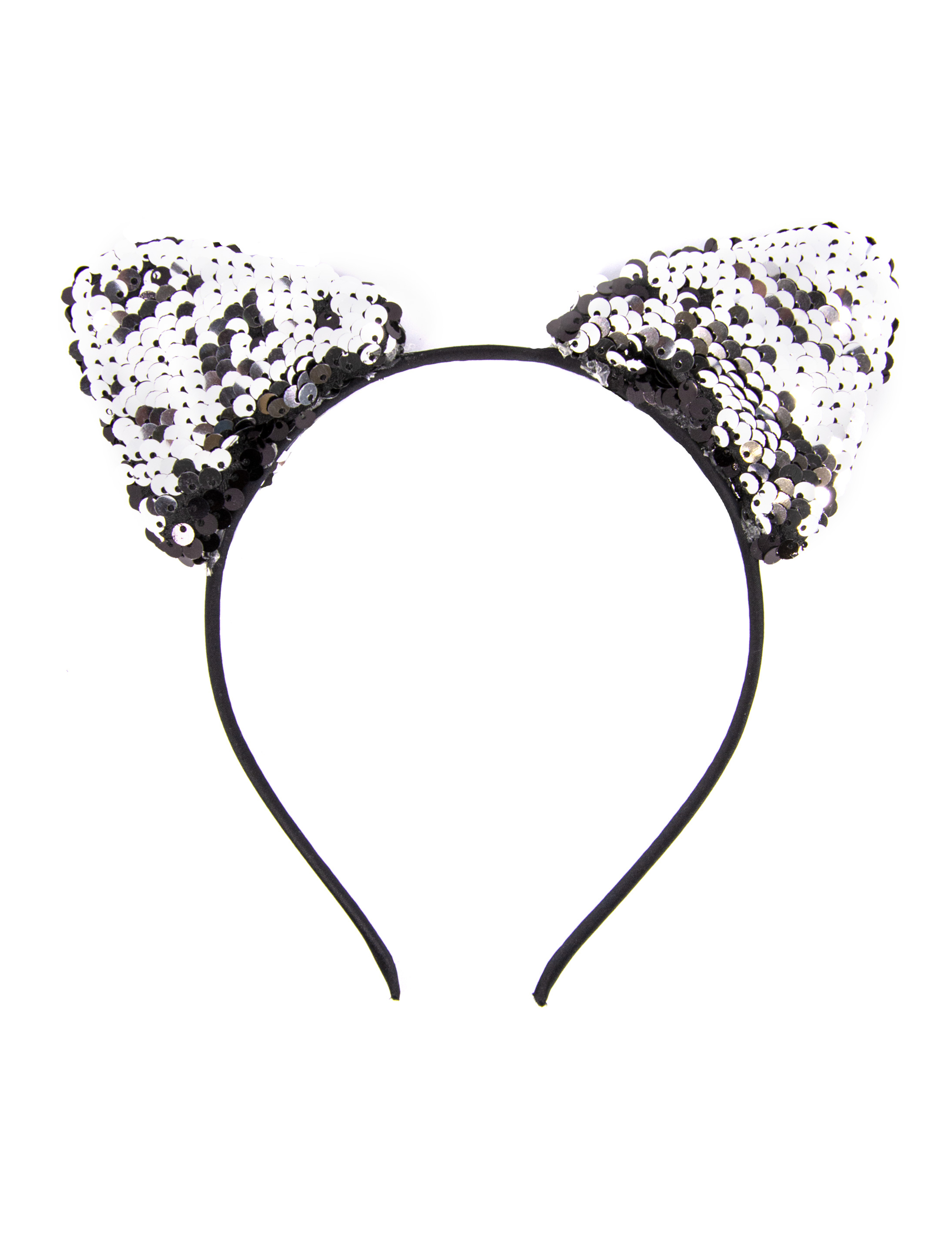 Haarreif Katzenohren Glitzer Damen schwarz/silber