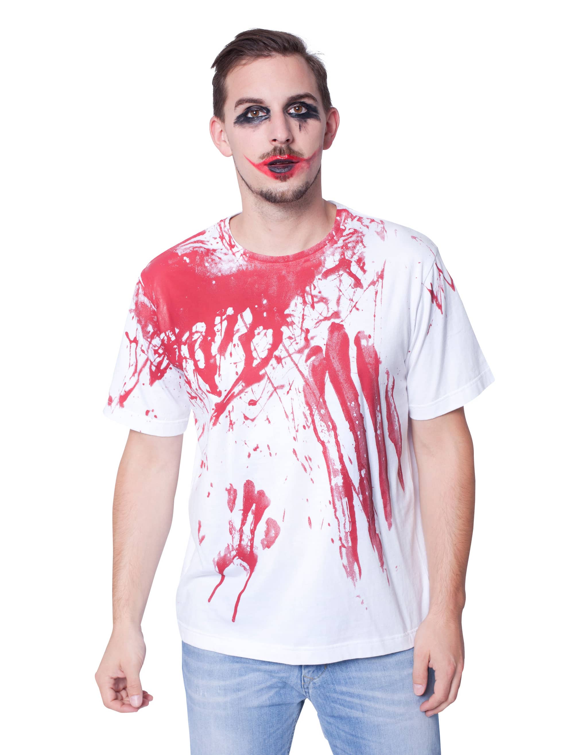 T-Shirt Halloween blutig Herren rot/weiß L