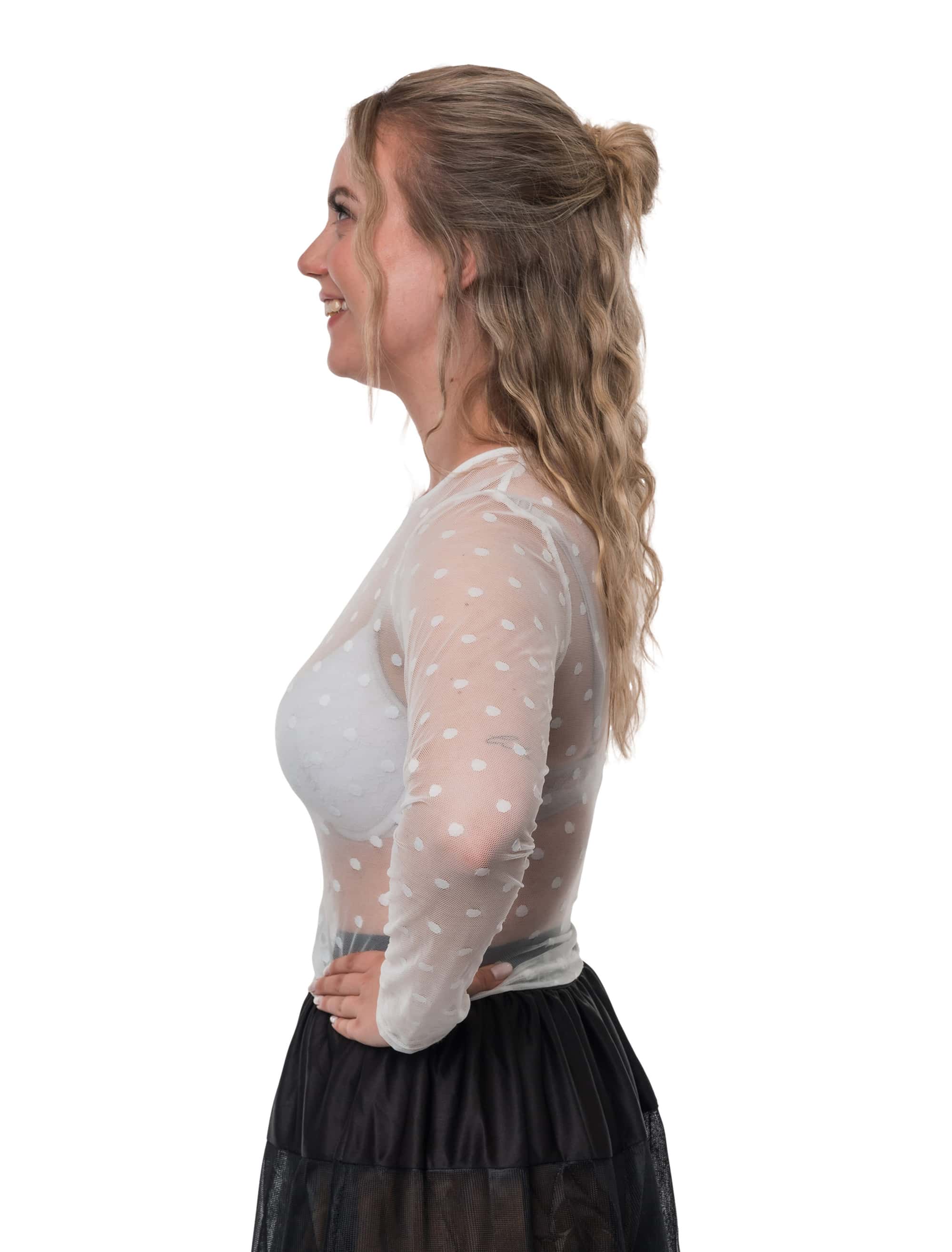 Oberteil Mesh Gepunktet Damen weiß 36