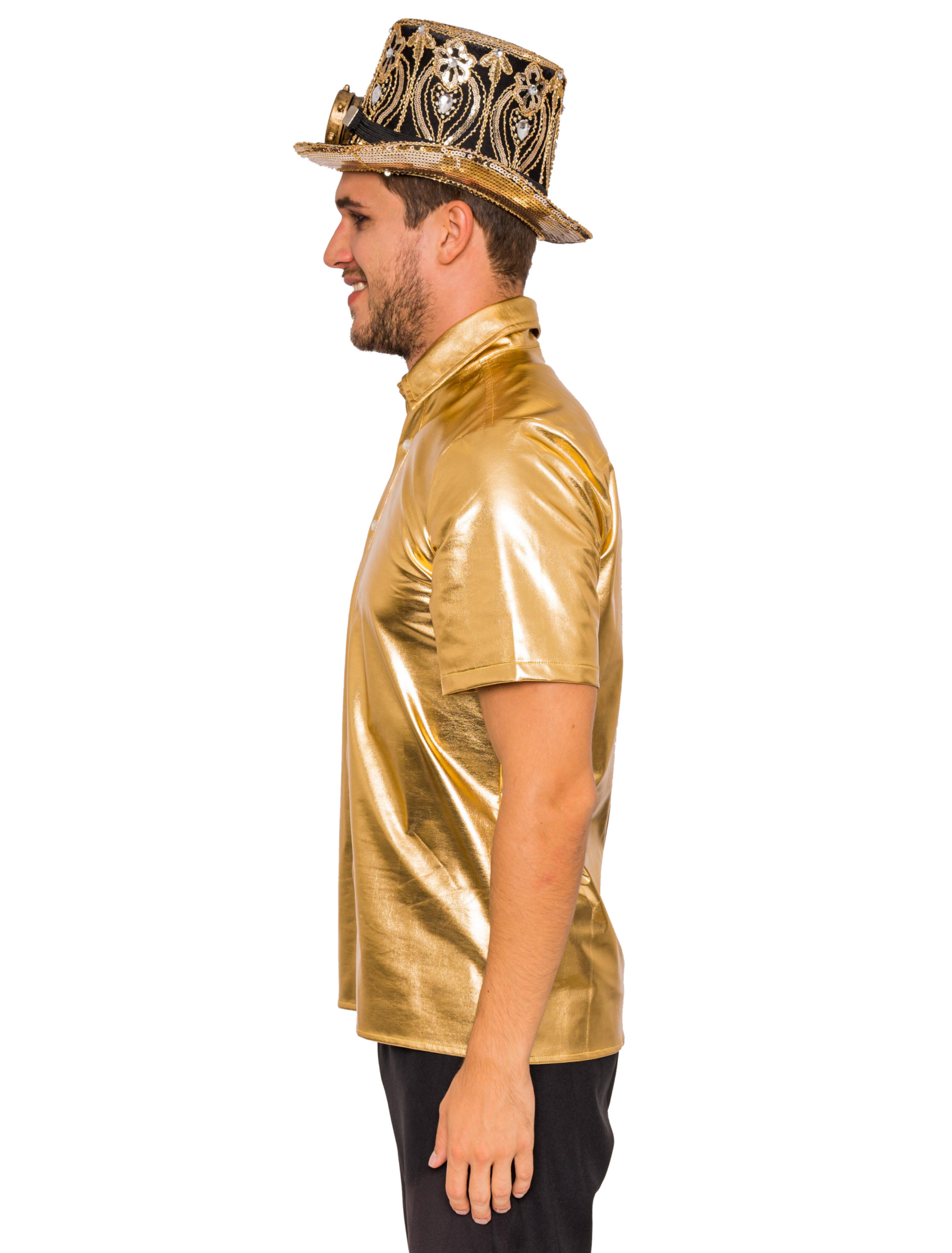 Hemd kurzarm metallic Herren gold S