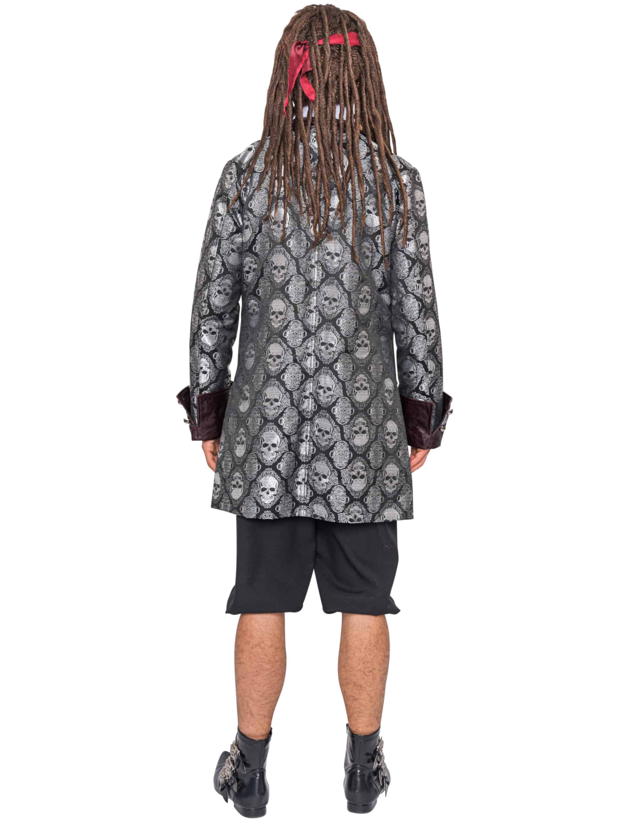 Jacke mit silbernen Totenköpfen Herren schwarz/silber 4XL