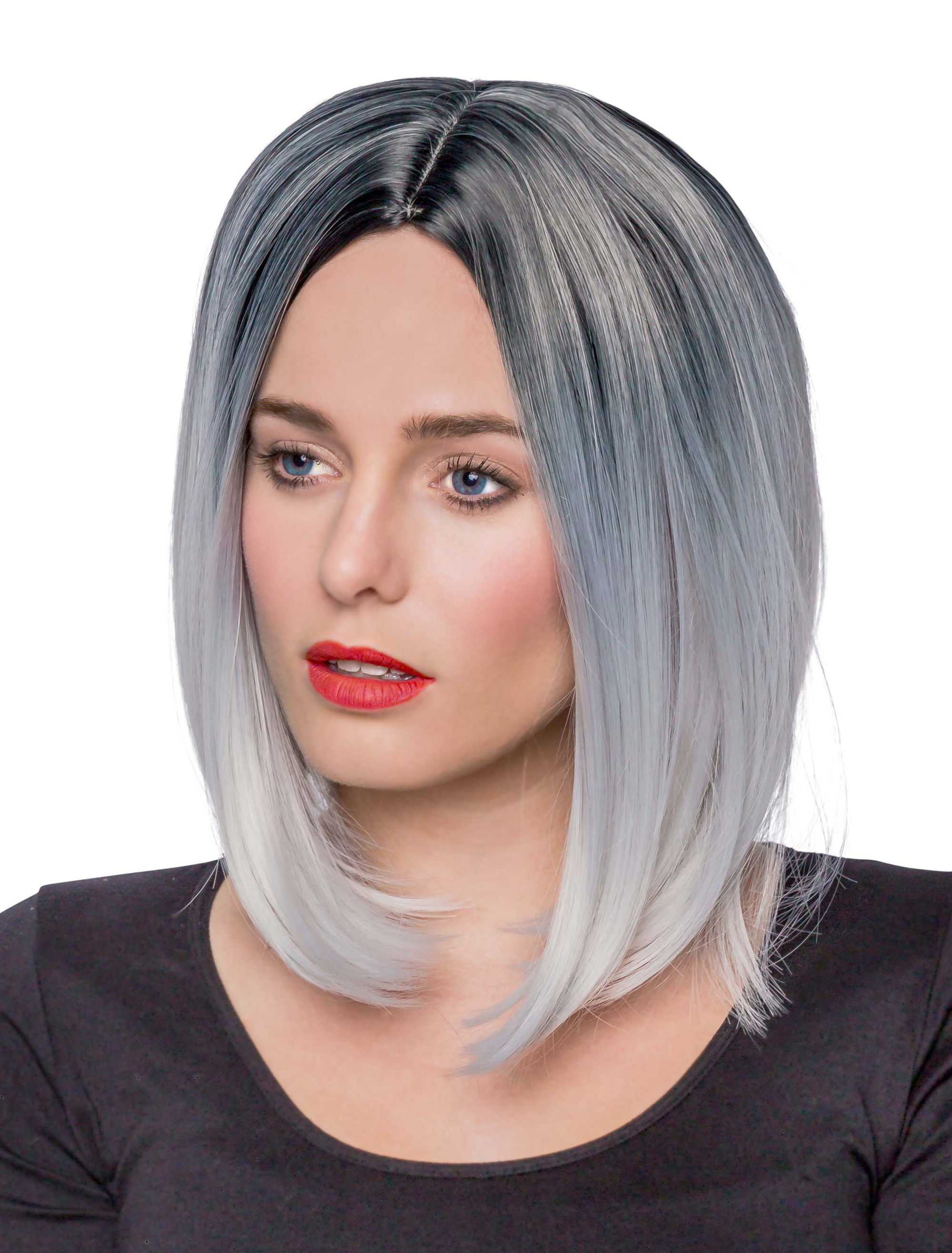 Perücke long Bob grau one size