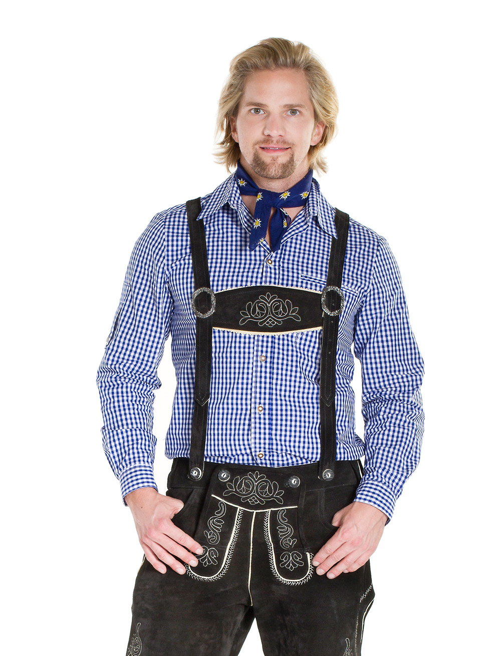 Trachtenhemd Herren blau/weiß 5XL