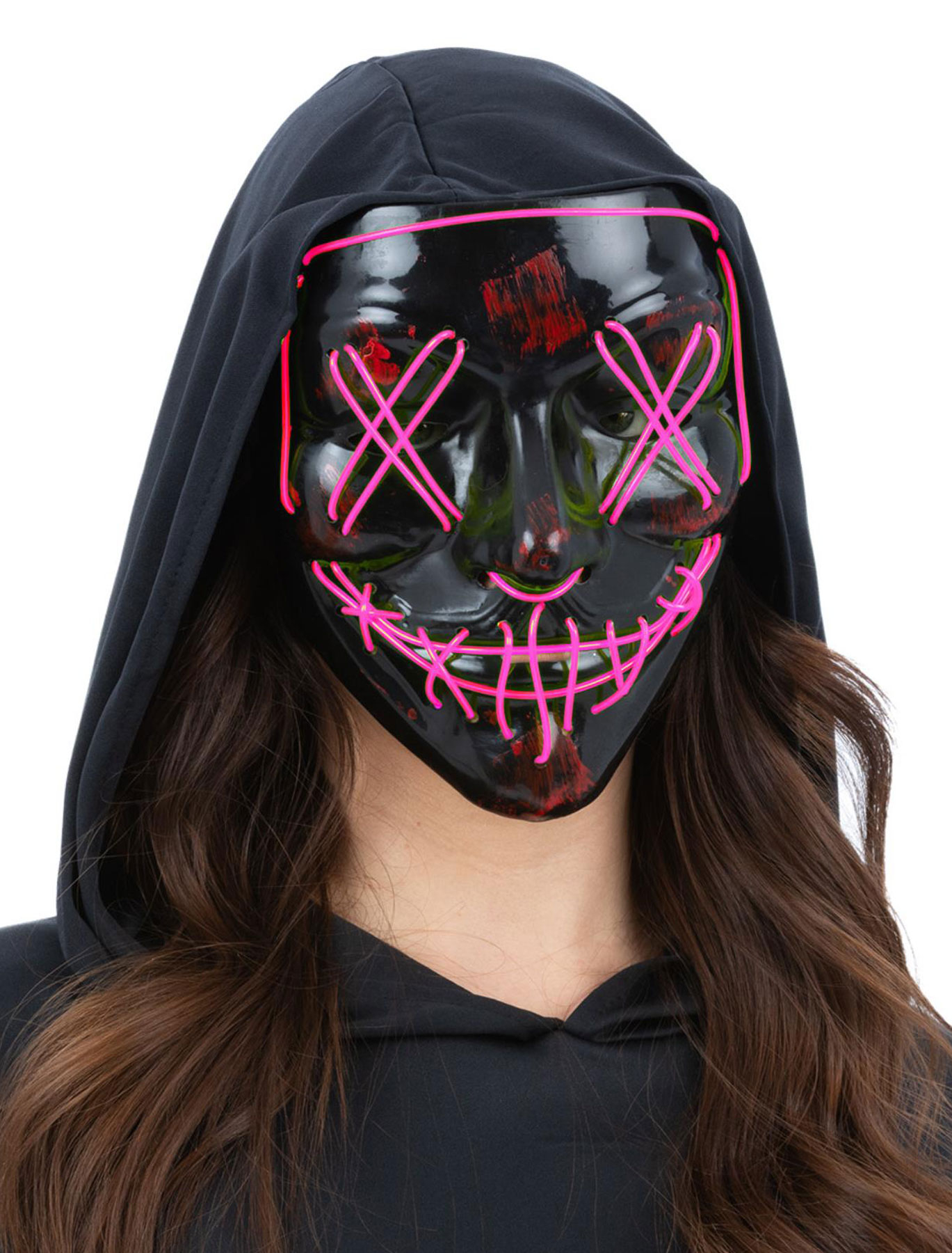 LED Maske Anonym pink