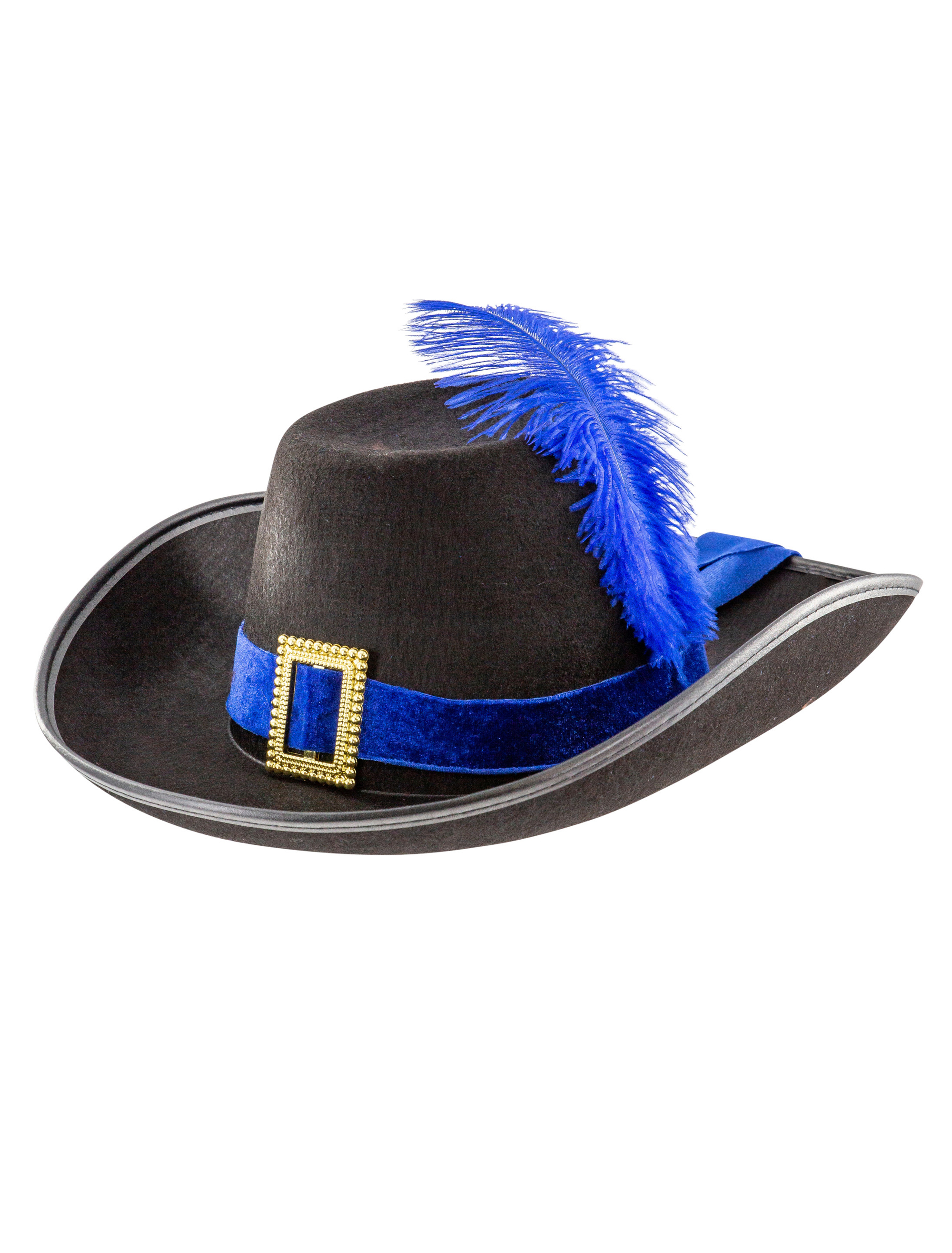 Hut Musketier mit Feder schwarz/blau 57