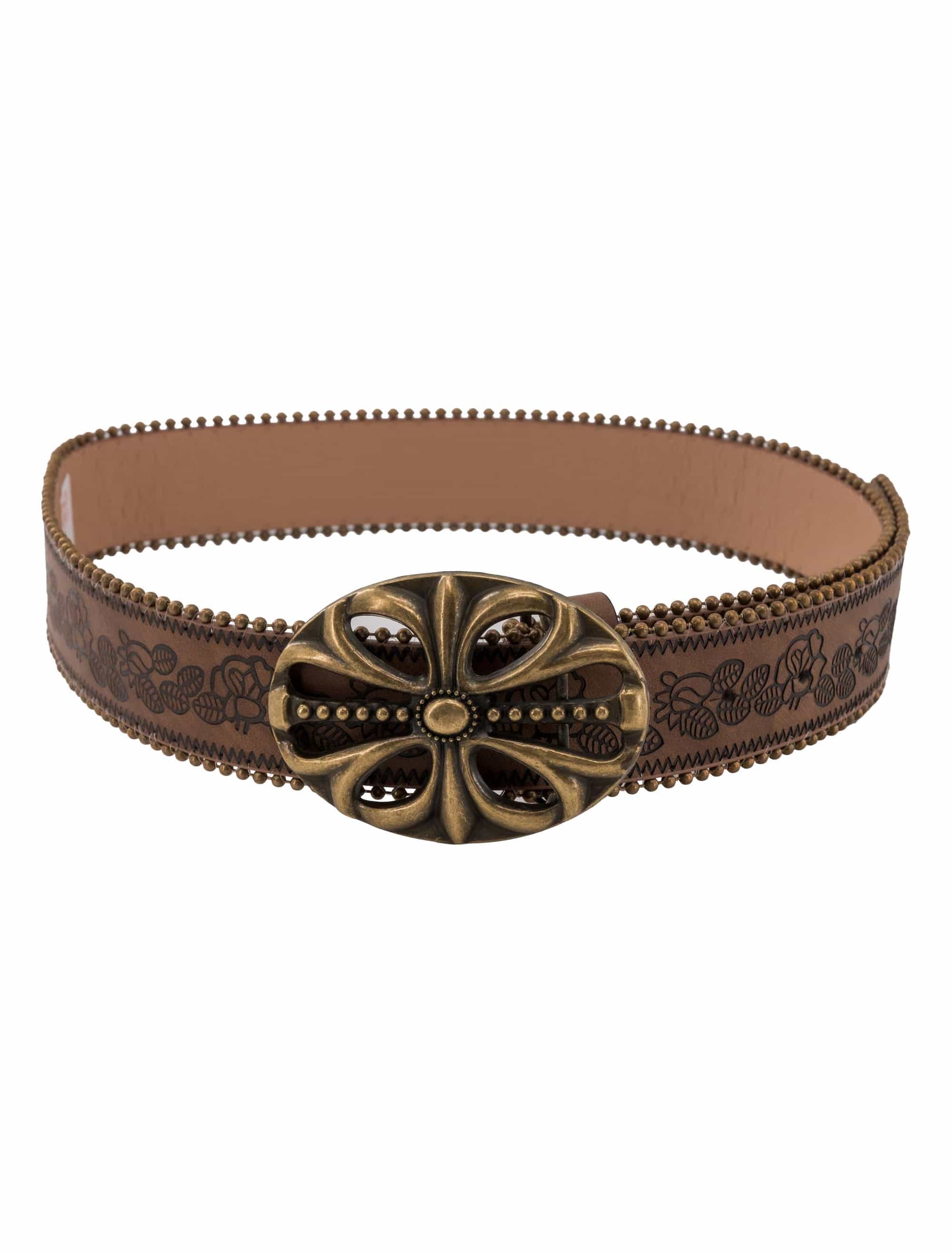 Gürtel Hippie mit Blumenschnalle braun