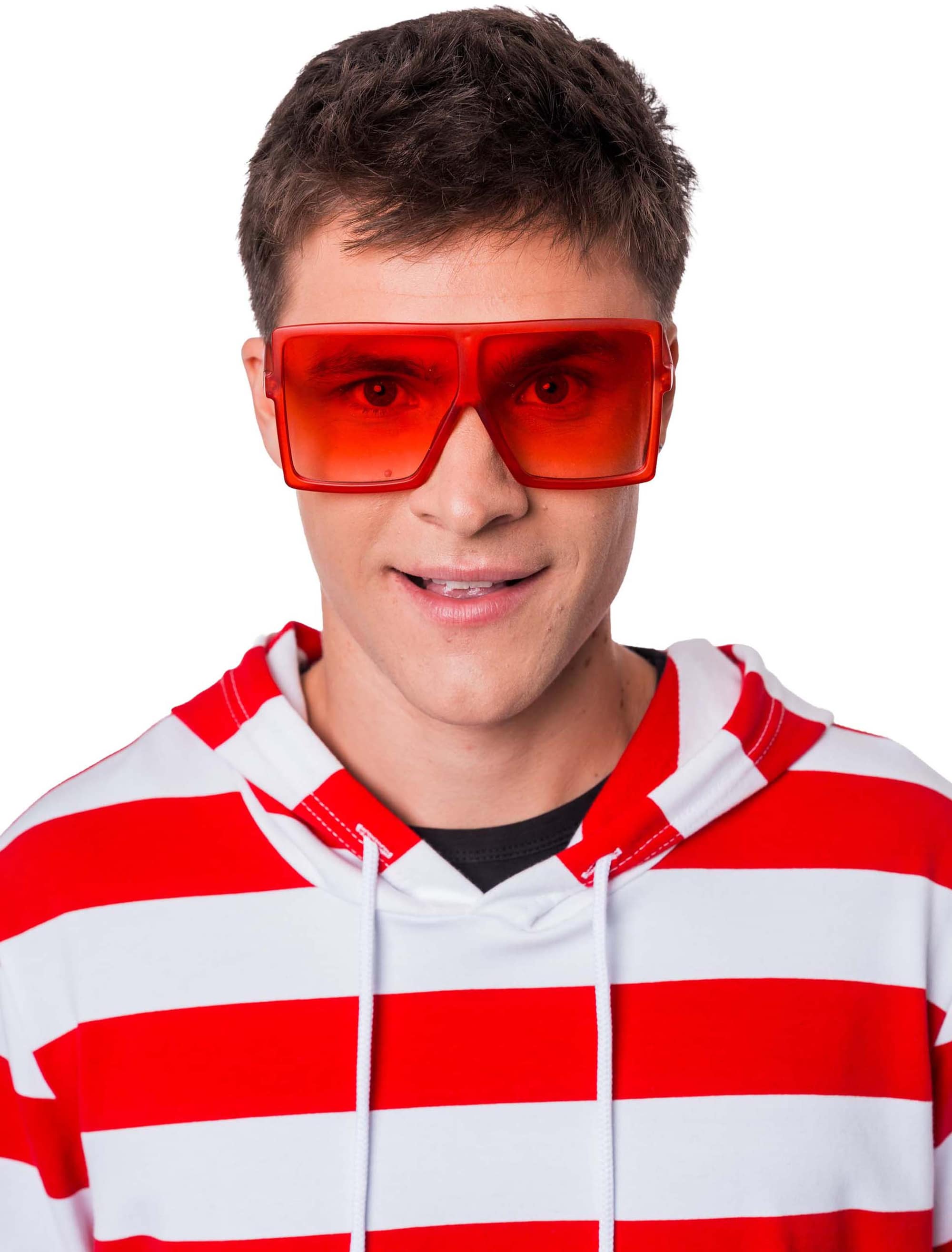 Brille eckig rot