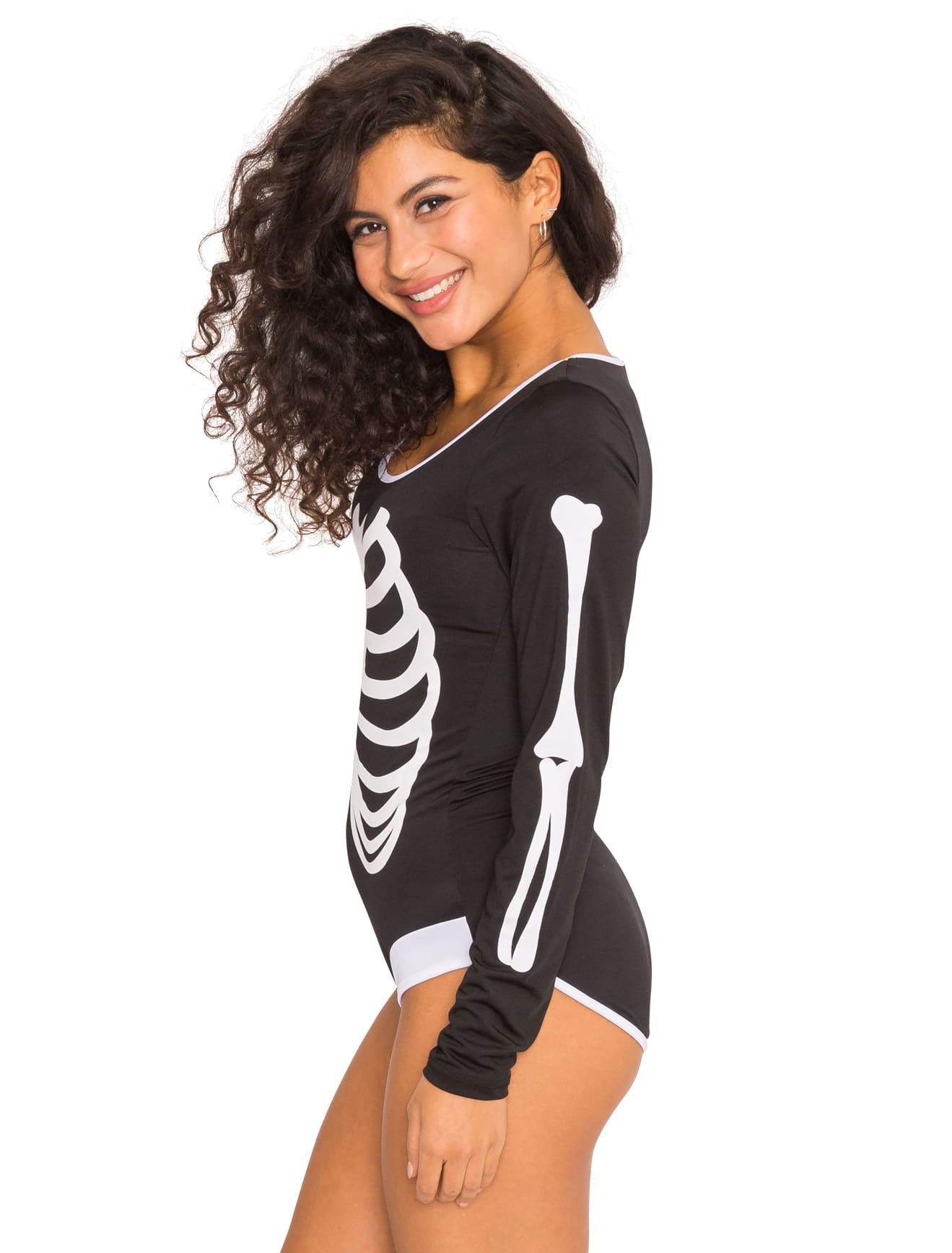 Body langarm mit Knochen schwarz/weiß L/XL