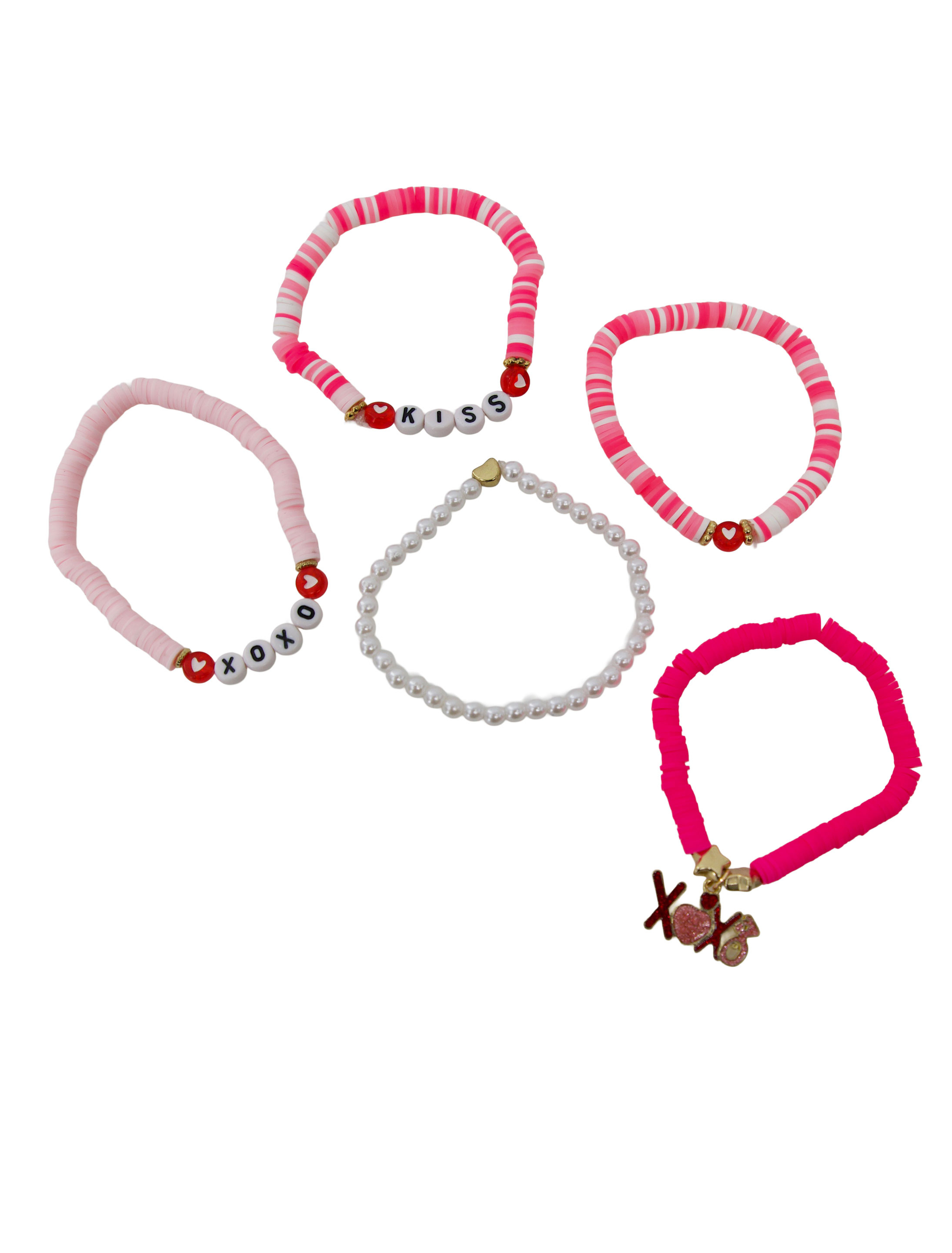 Armbandset Perlen XOXO pink