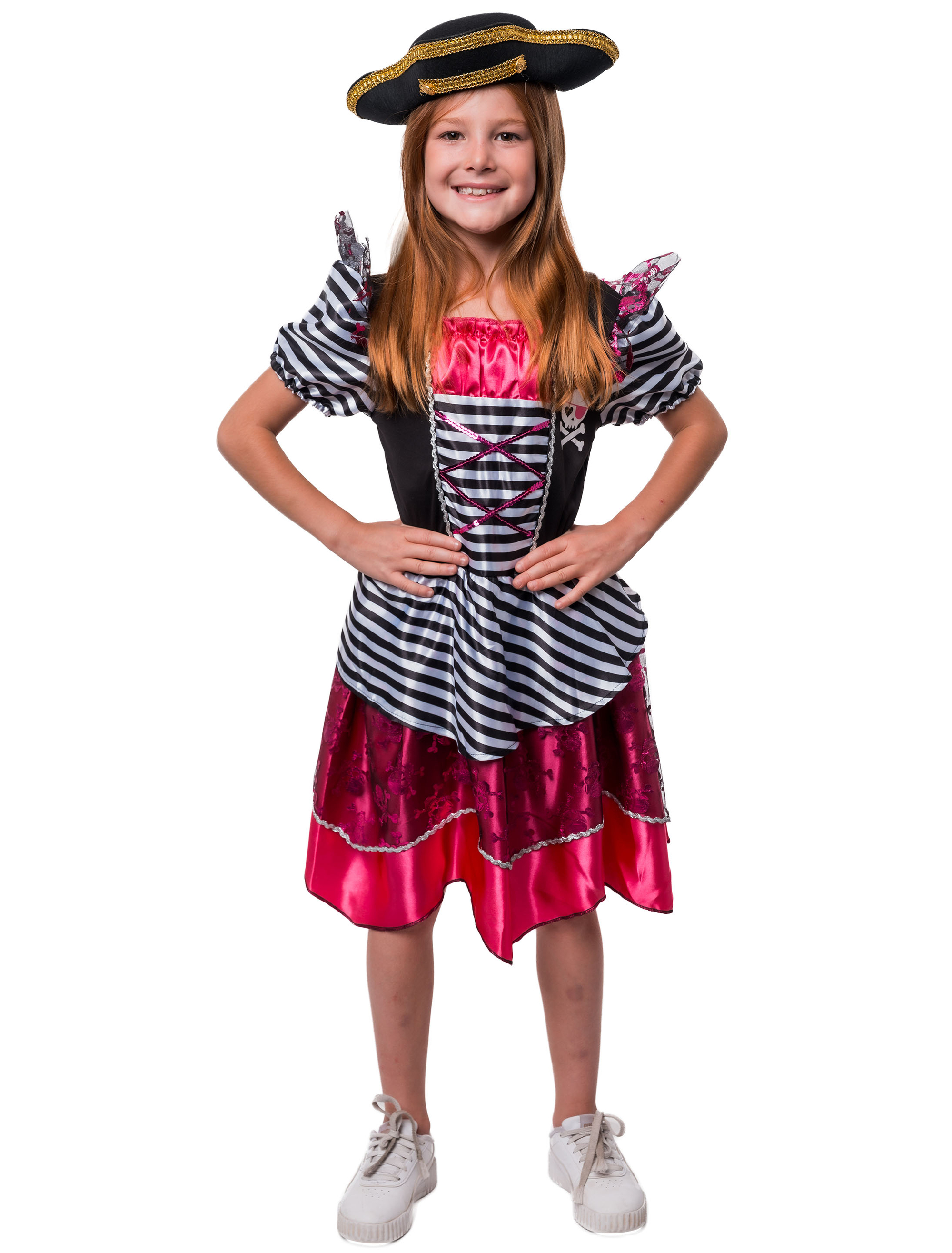 Kleid Piratin Kinder schwarz/pink 104/116
