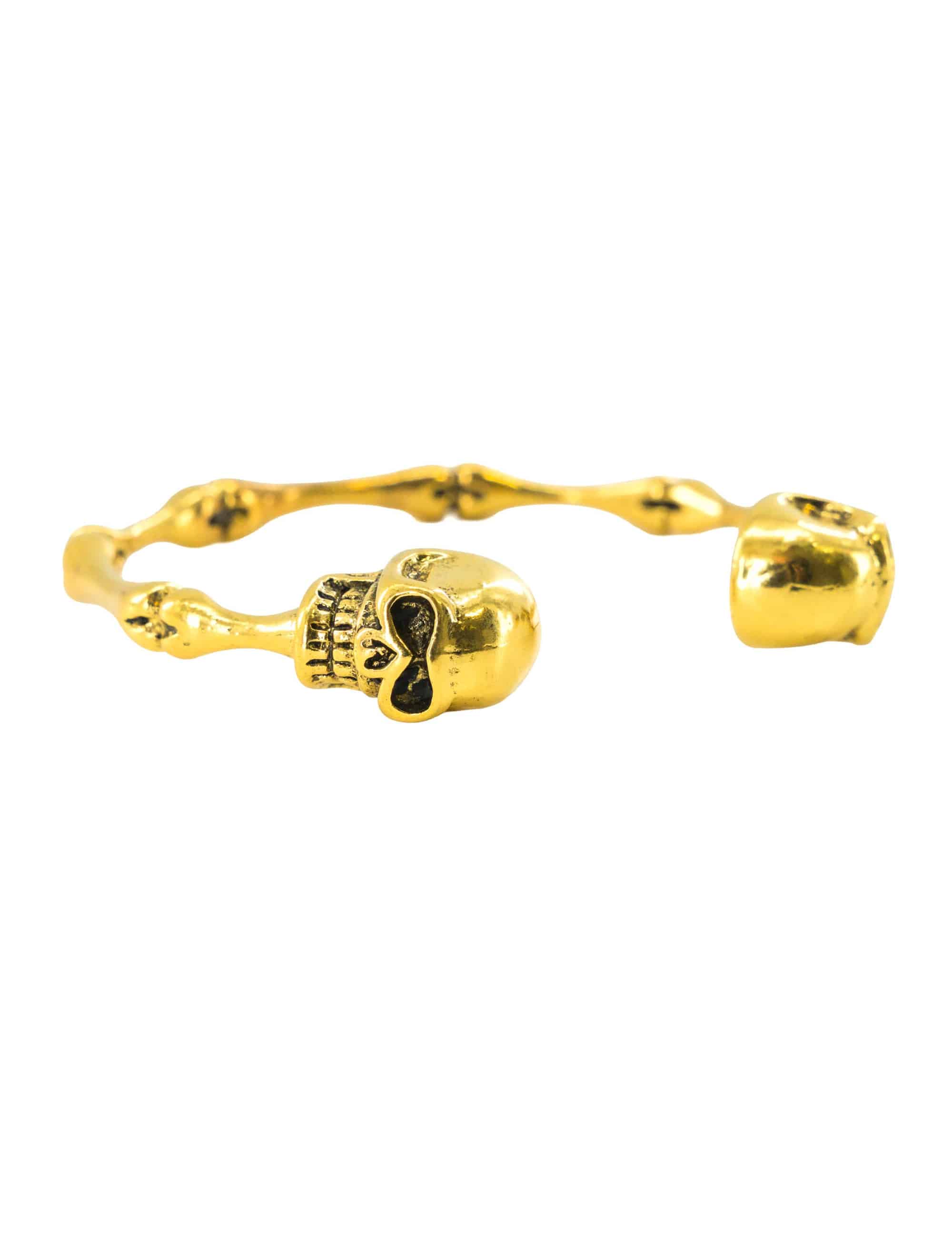 Armreif Knochen und Totenköpfe gold