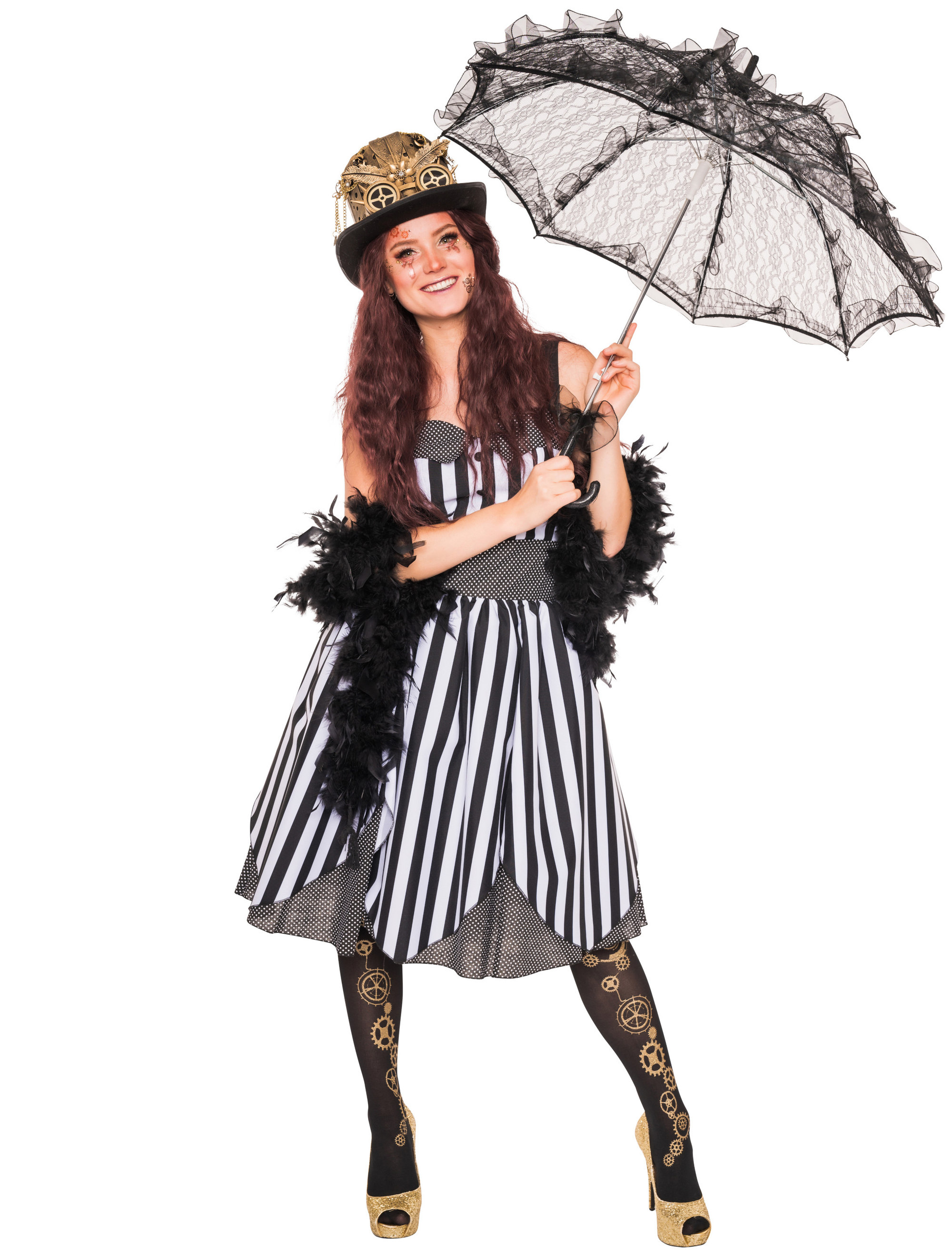 Kleid gestreift Damen schwarz/weiß S