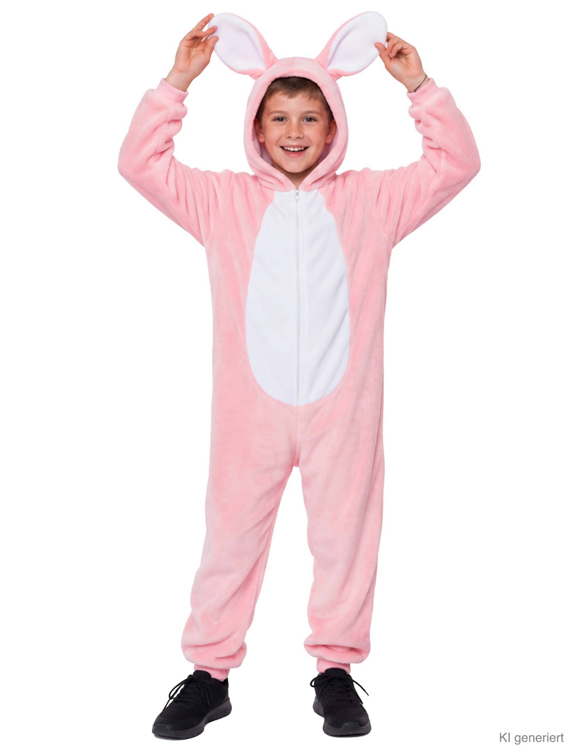 Overall Hase Plüsch Kinder rosa/weiß 98/104