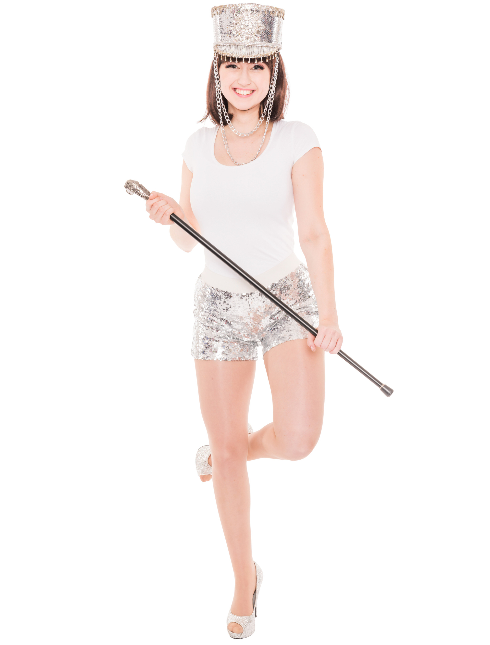 Shorts Pailletten Damen silber L/XL