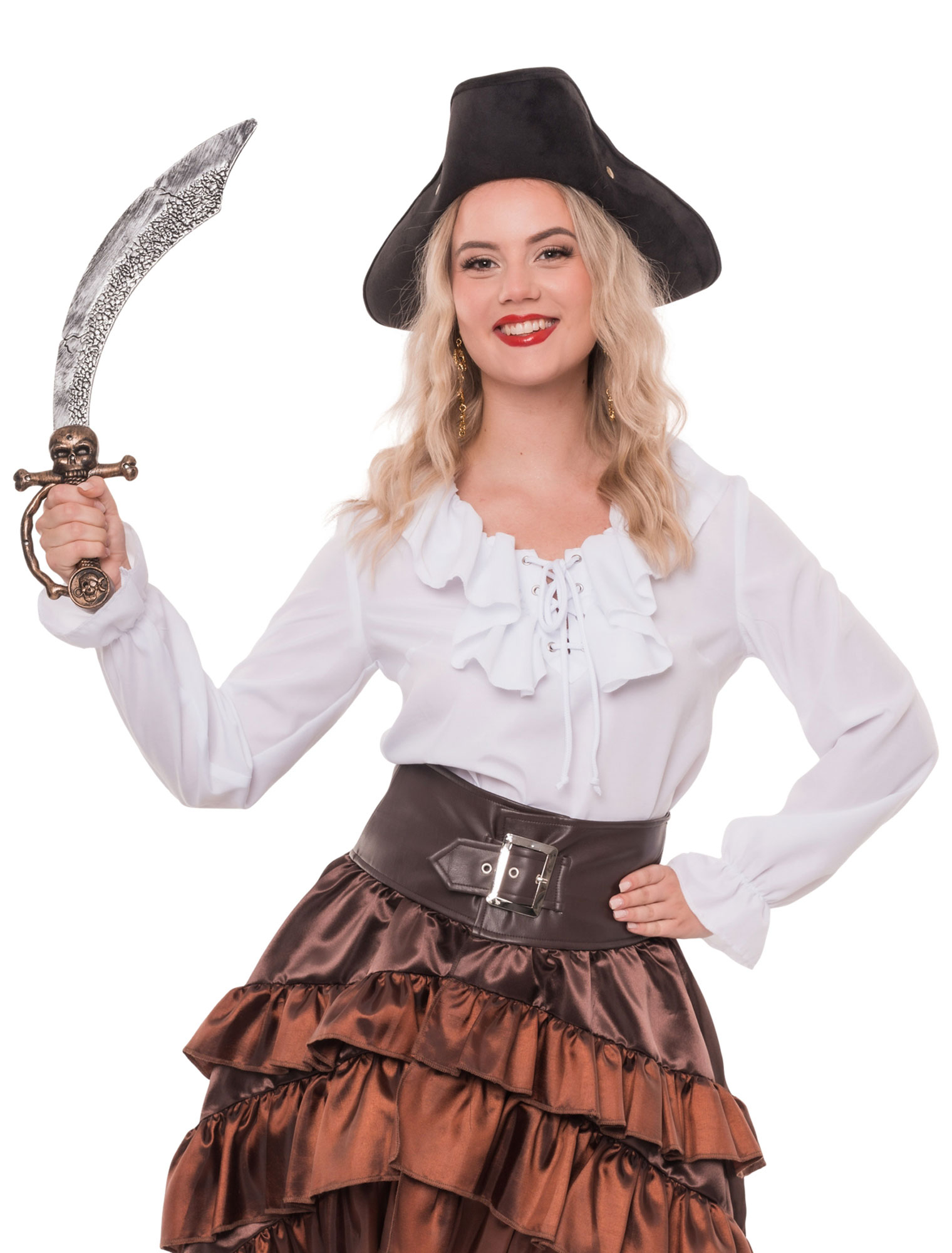 Bluse Piratin Damen weiß L/XL