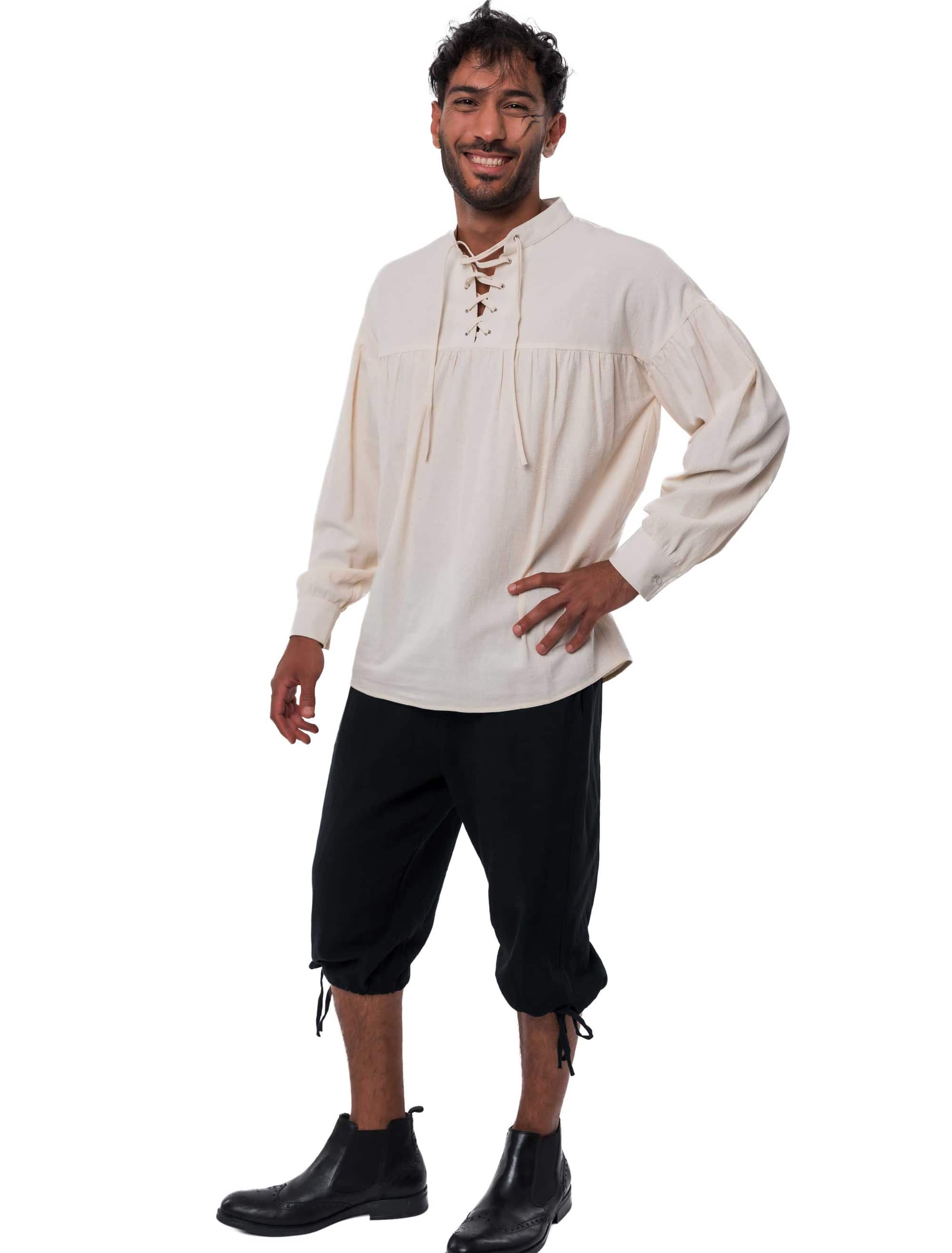 Hemd Pirat mit Schnürung Herren beige S/M