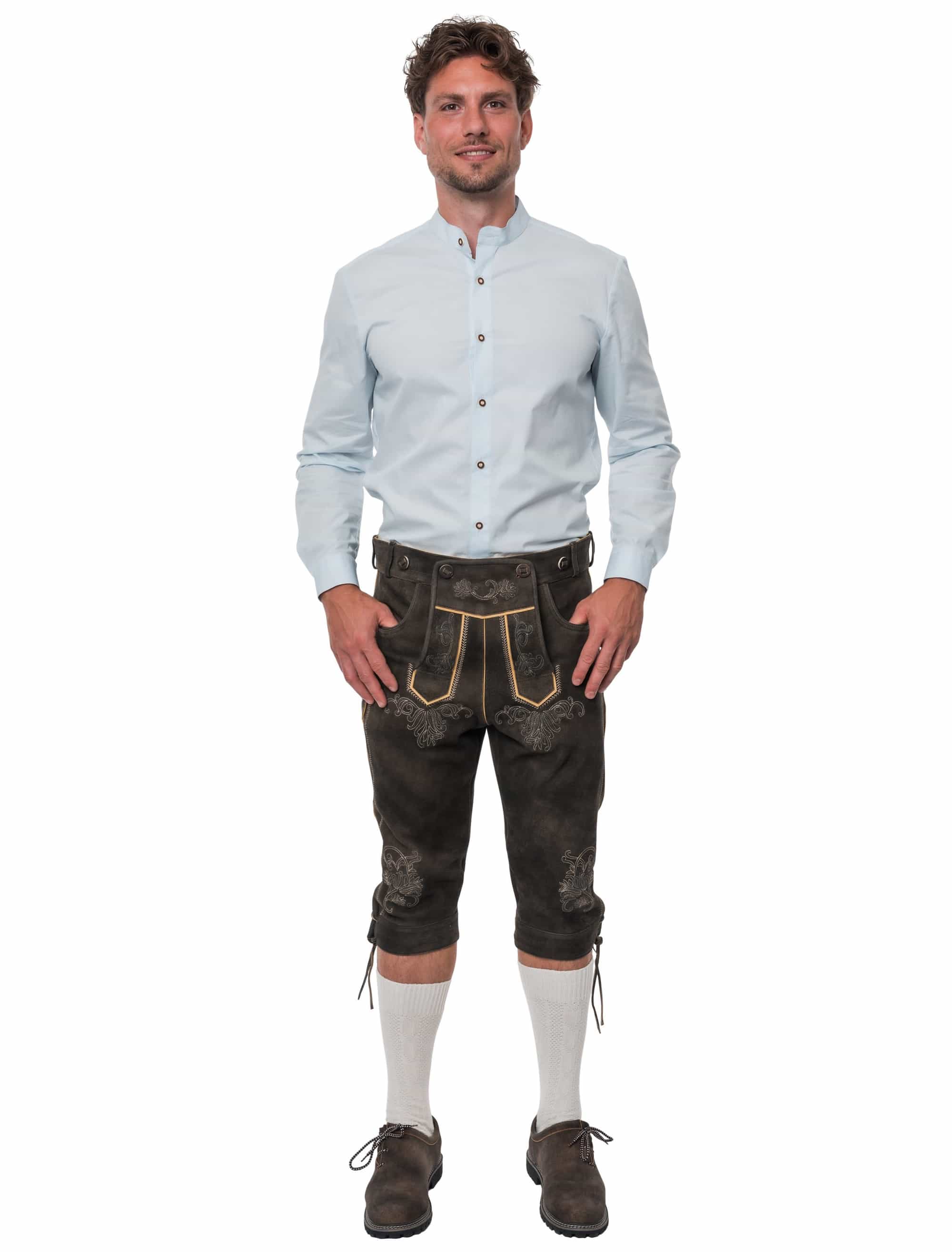 Lederhose Henry 3/4 lang Herren dunkelbraun S
