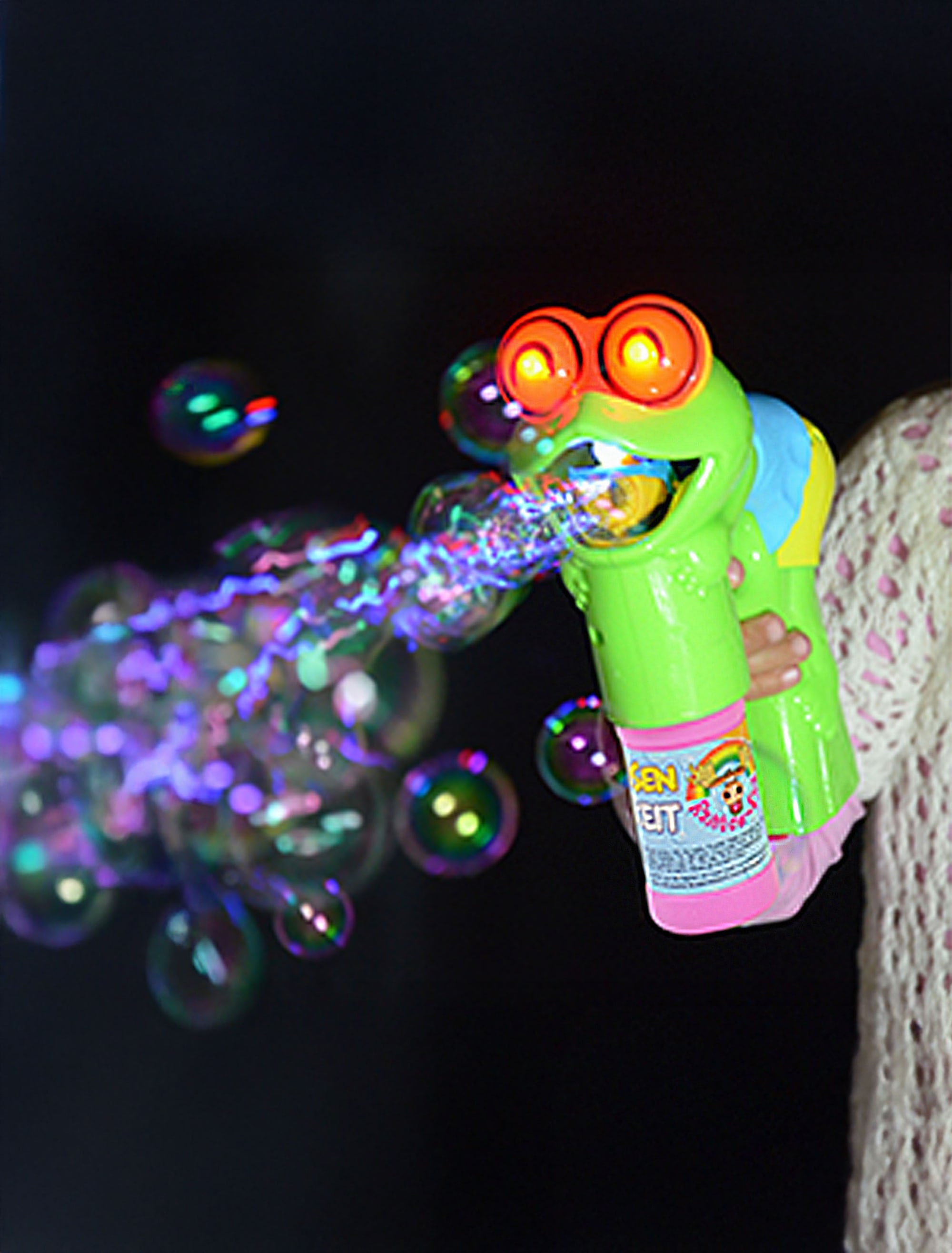 Seifenblasenpistole Frosch mit Licht und Musik Kinder grün