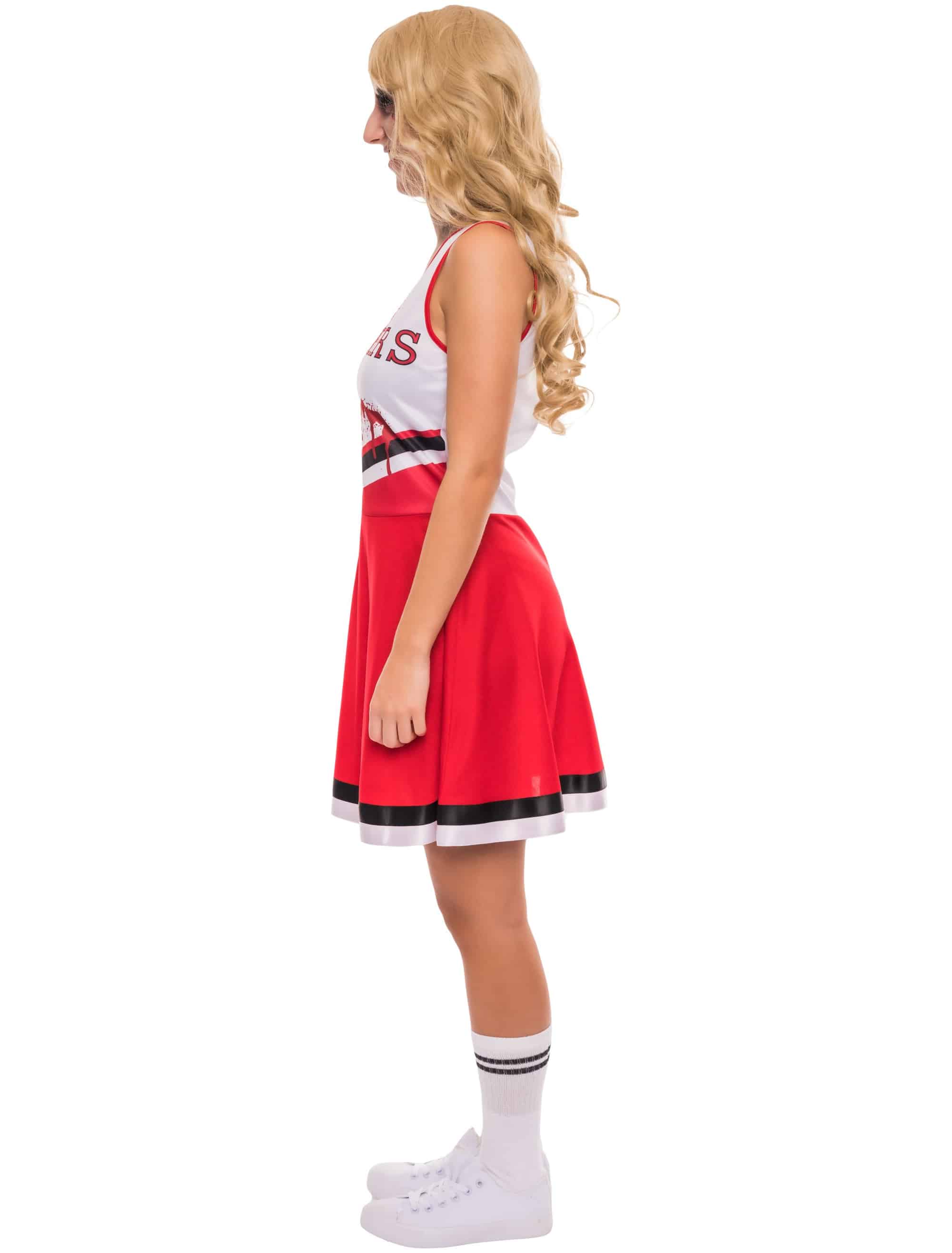 Kleid Cheerleader Blutspritzer Damen weiß/rot S