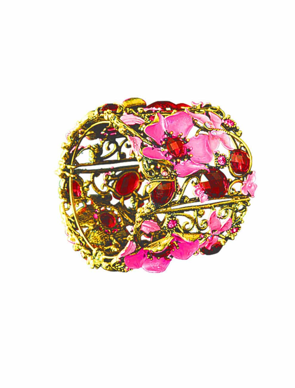 Armreif mit Blumenverzierung gold/pink