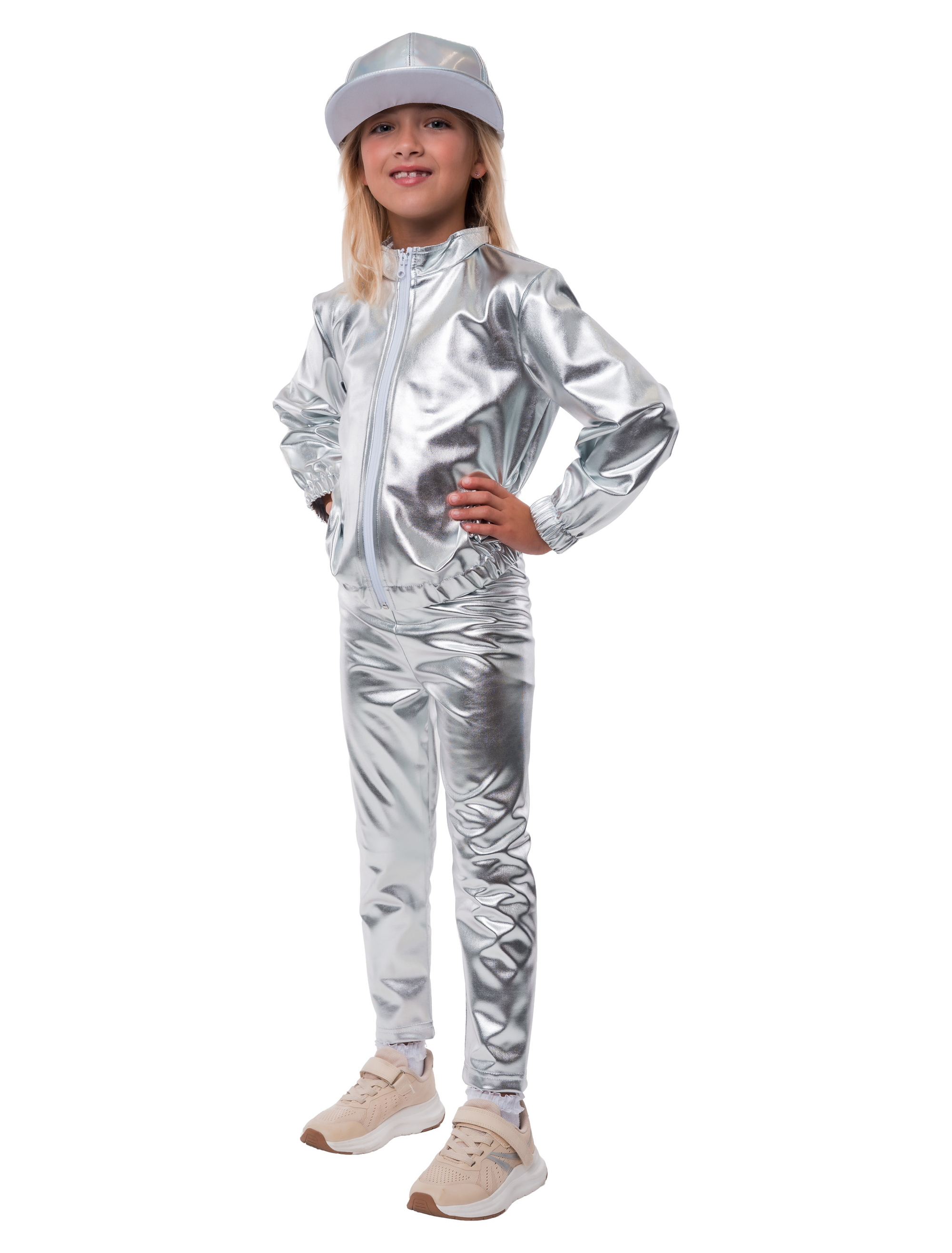 Leggings Metallic Kinder silber 116