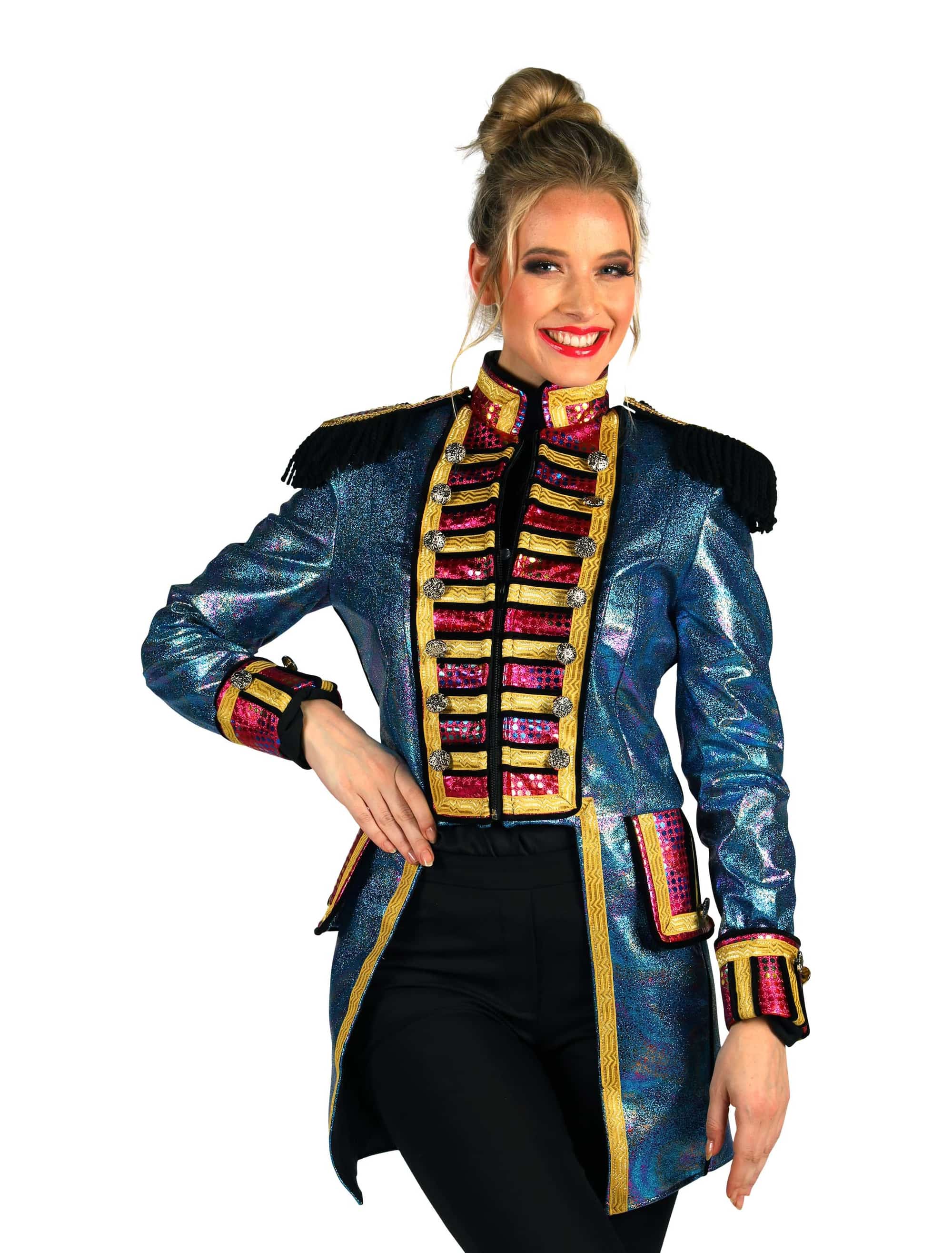 Jacke Zirkusdirektorin metallic Damen türkis L
