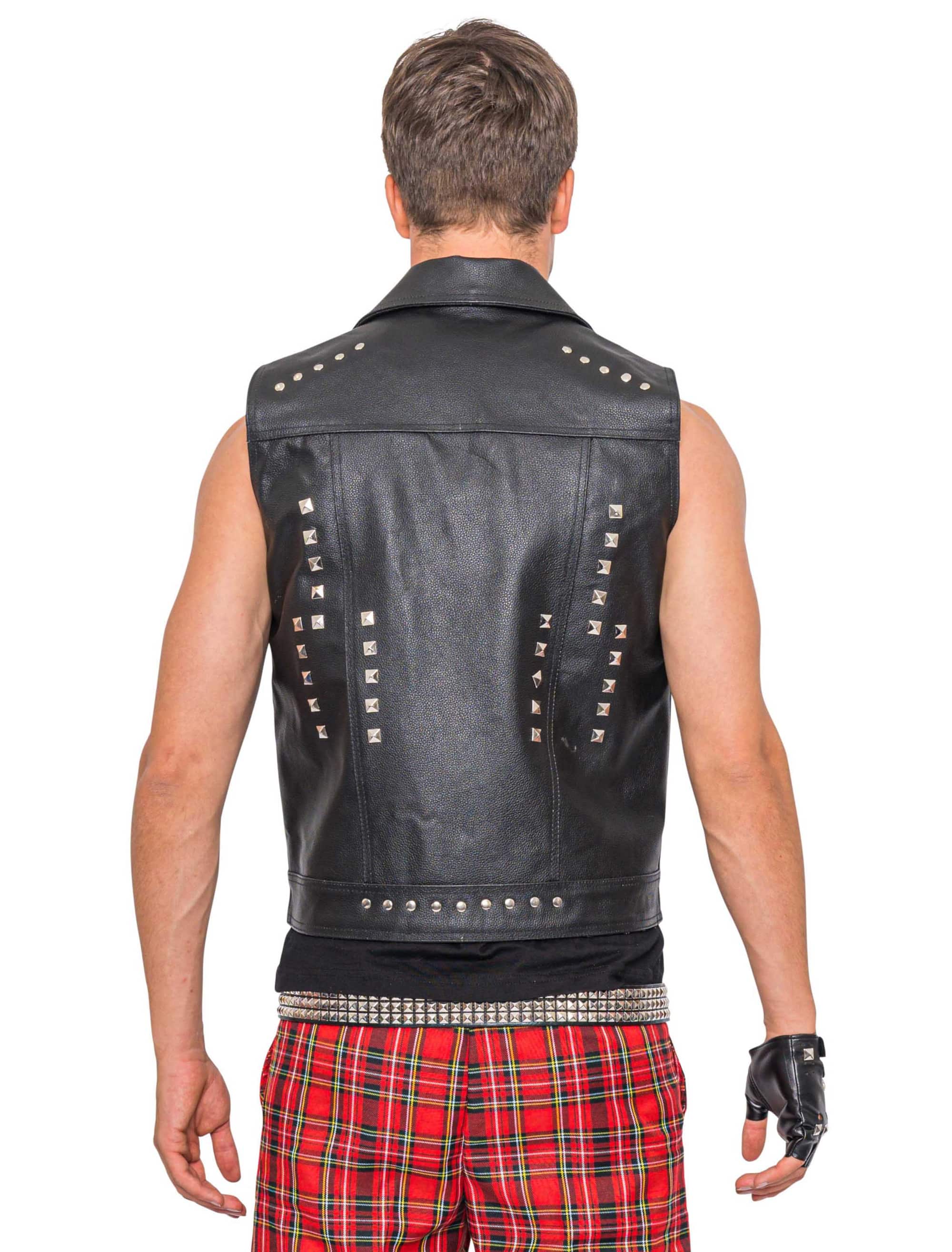 Lederweste Punker Herren schwarz XS