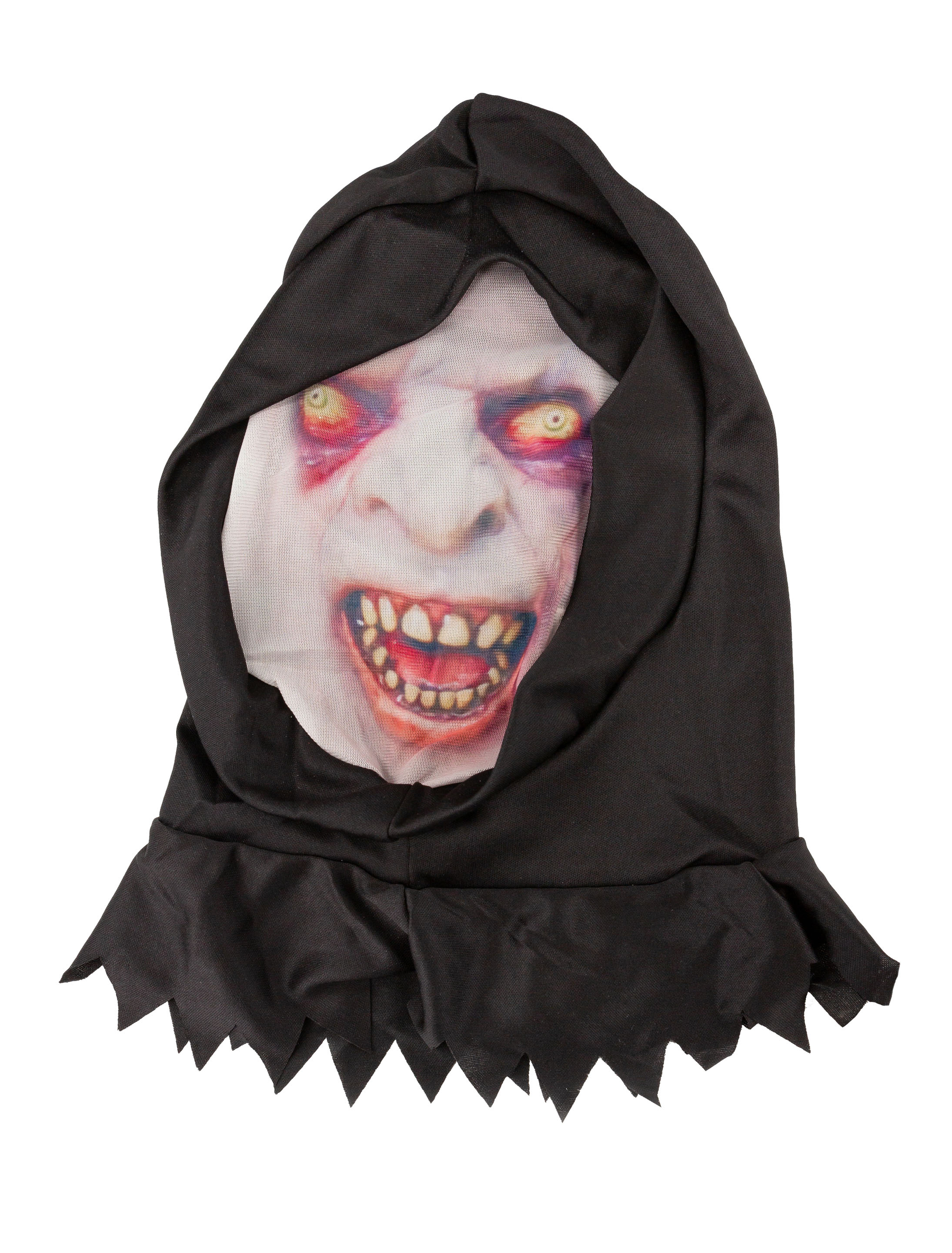 Maske Schreckenszombie mit Kapuze
