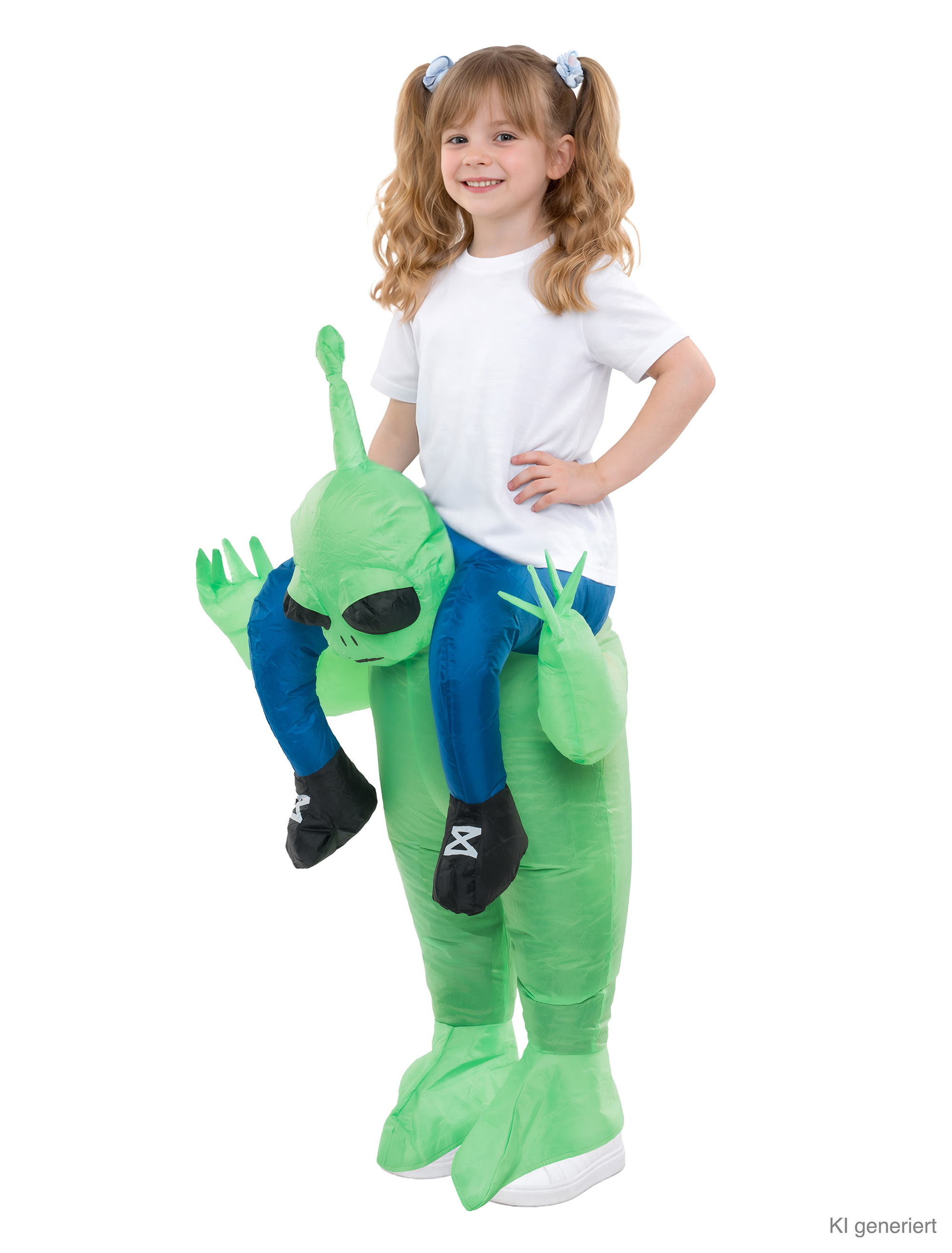 Kostüm Huckepack Alien aufblasbar 2-tlg. Kinder grün one size