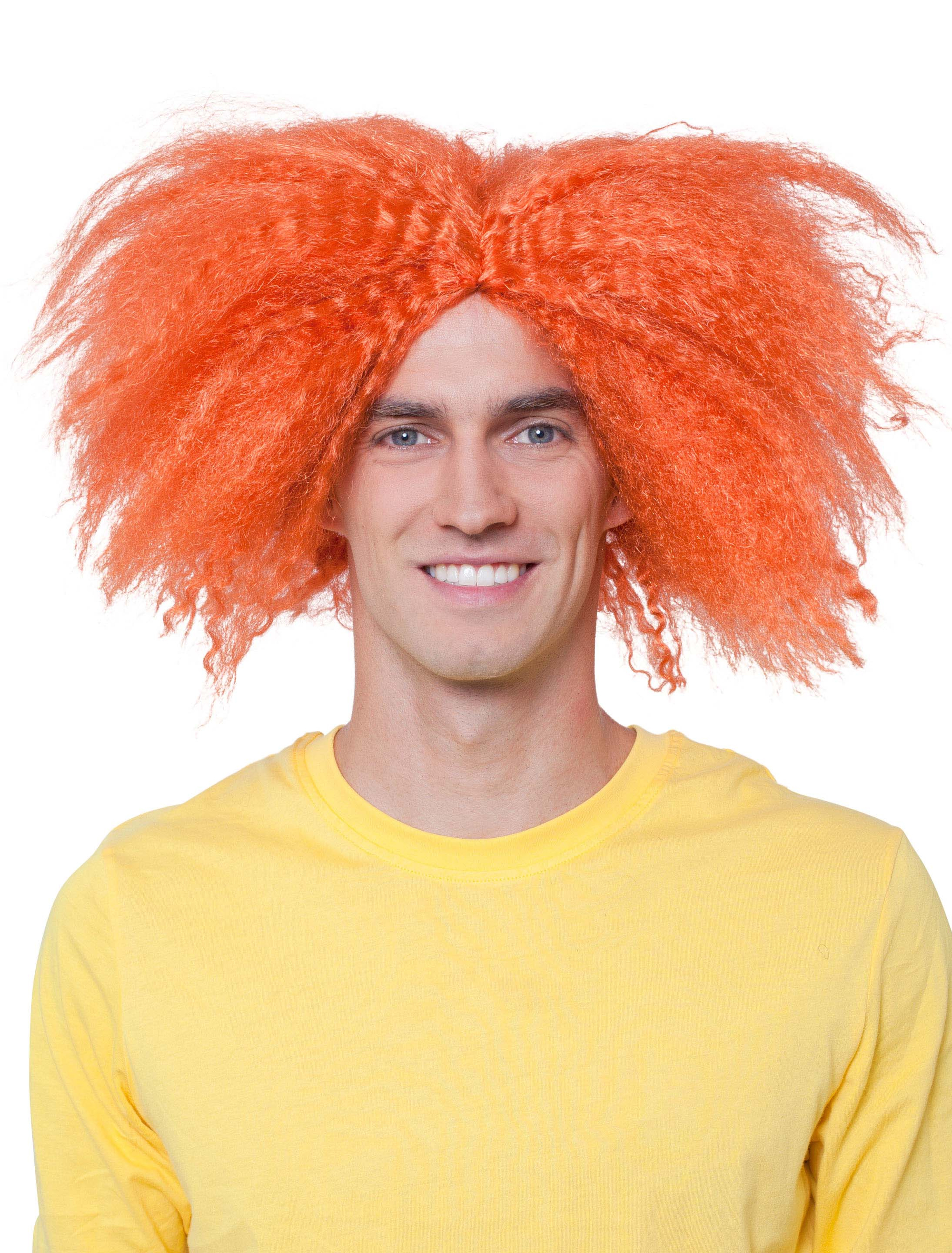 Perücke wilder Lockenkopf mit Scheitel orange one size