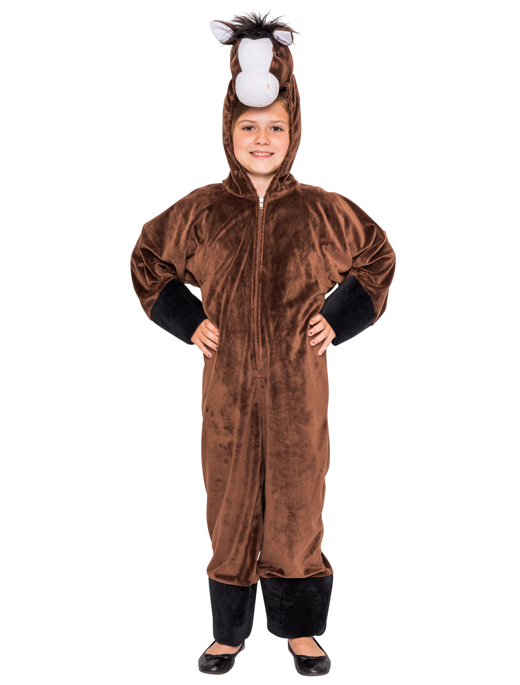 Overall Pferd Plüsch Kinder dunkelbraun 98-104