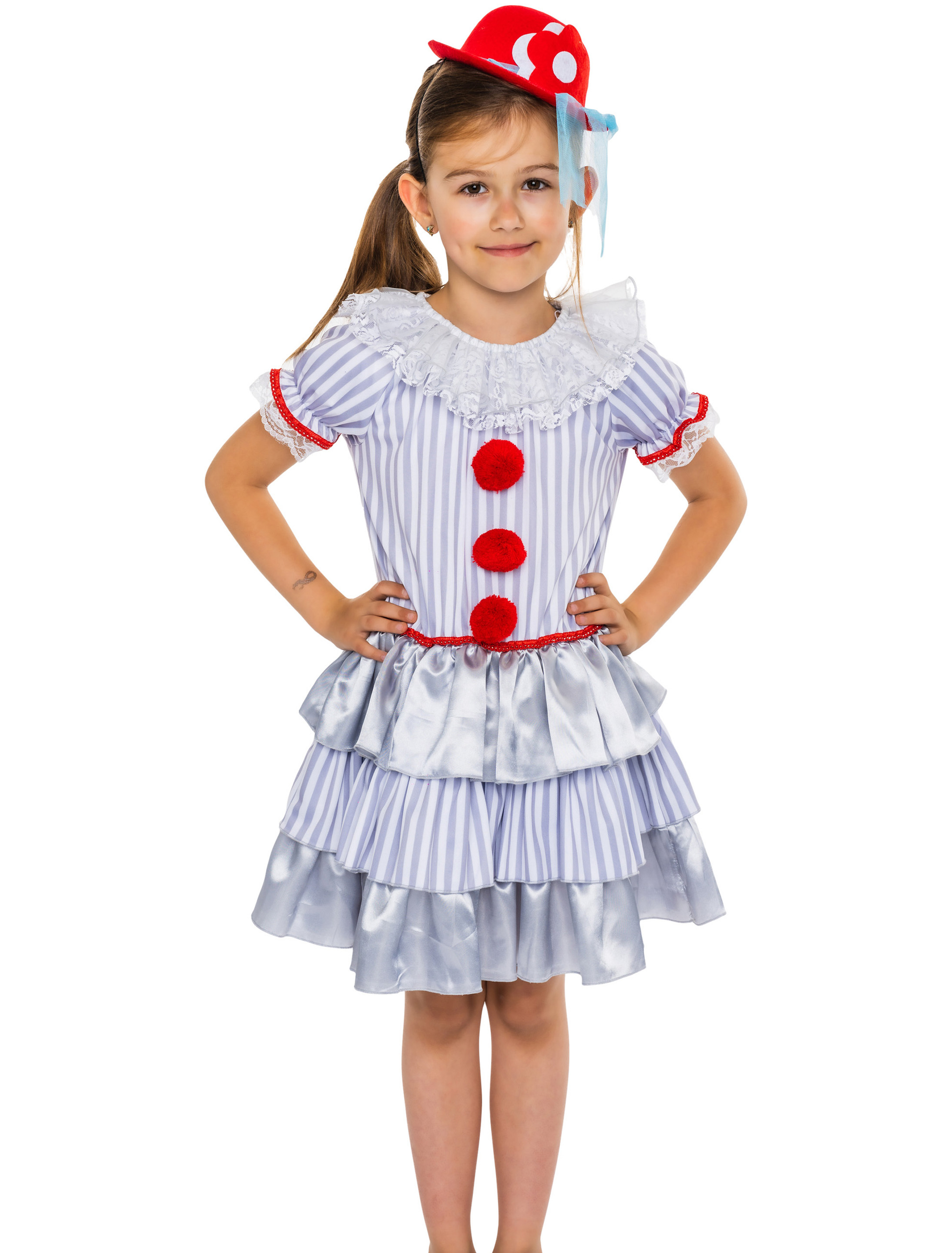 Kleid Horrorclown Kinder grau 116