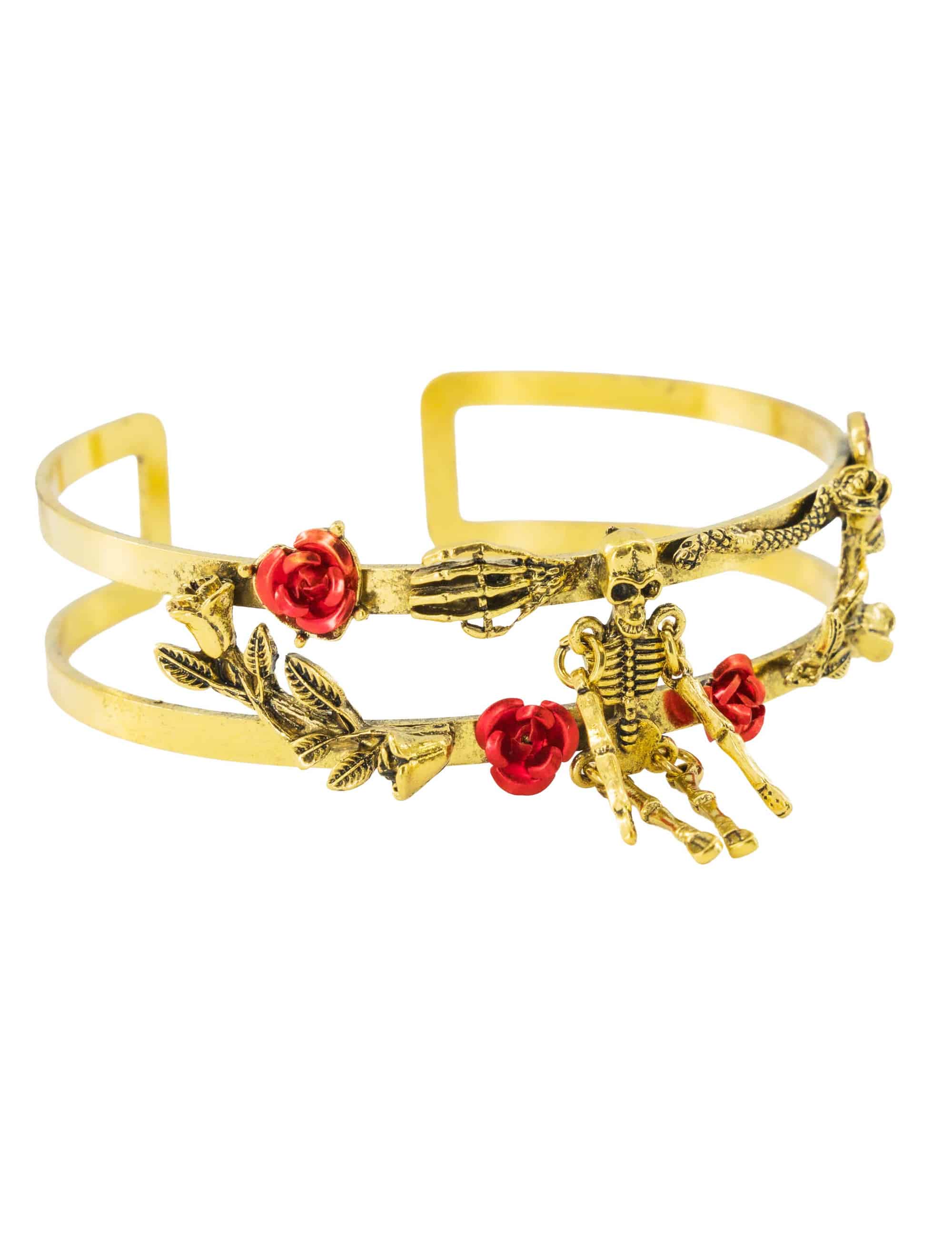 Armreif Skelett mit Blumen gold