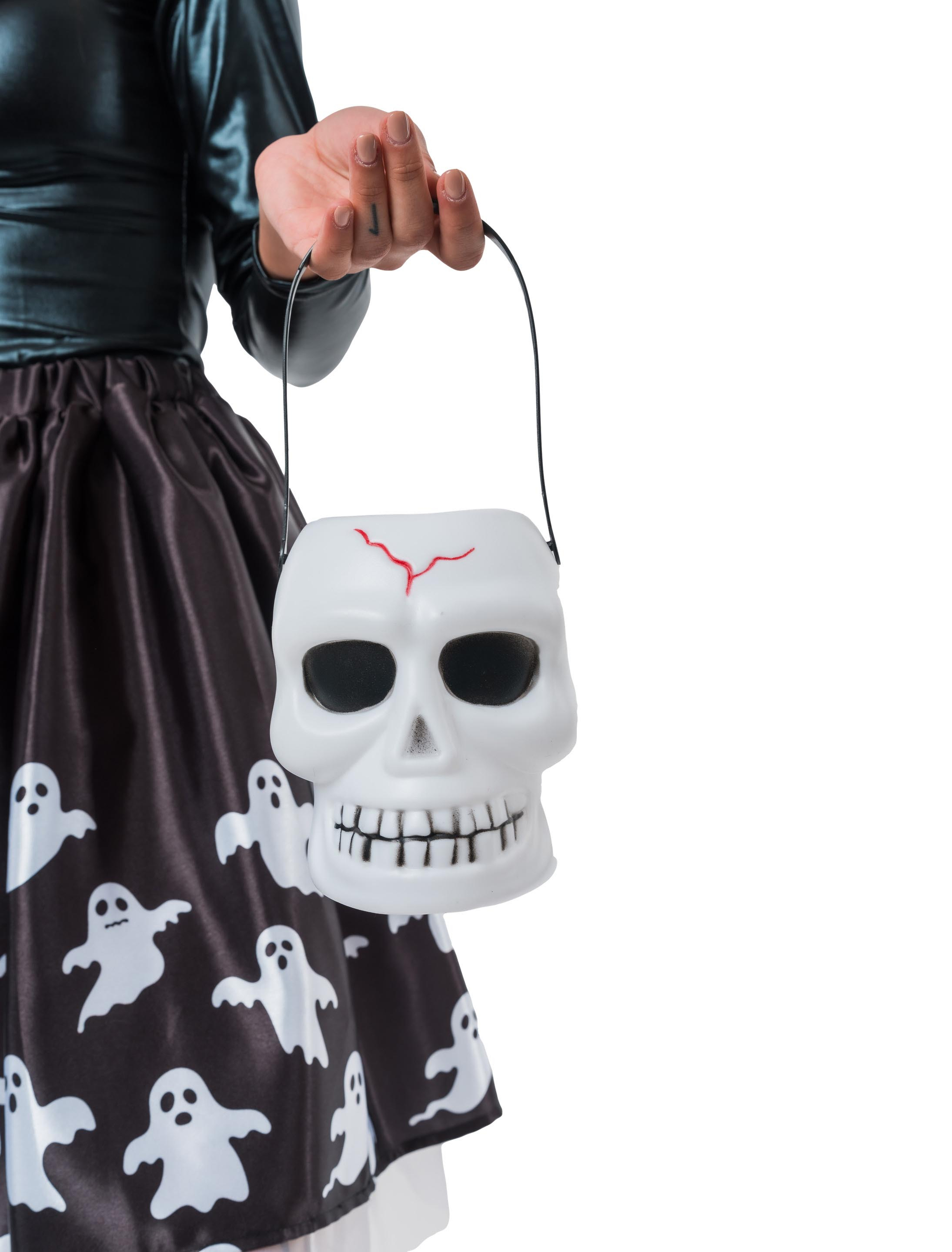 Eimer Halloween Totenkopf weiß
