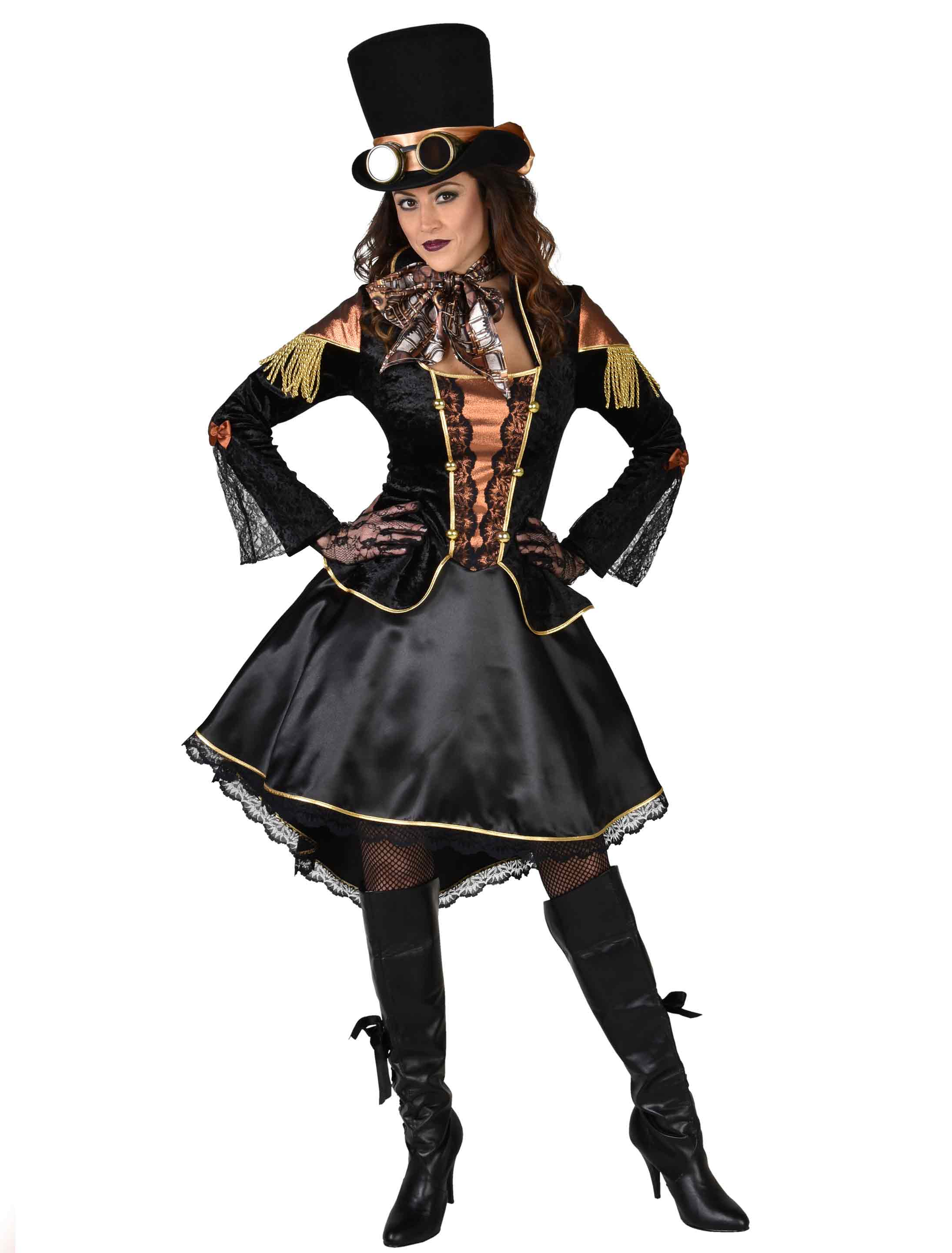 Kleid Steampunk Damen schwarz S