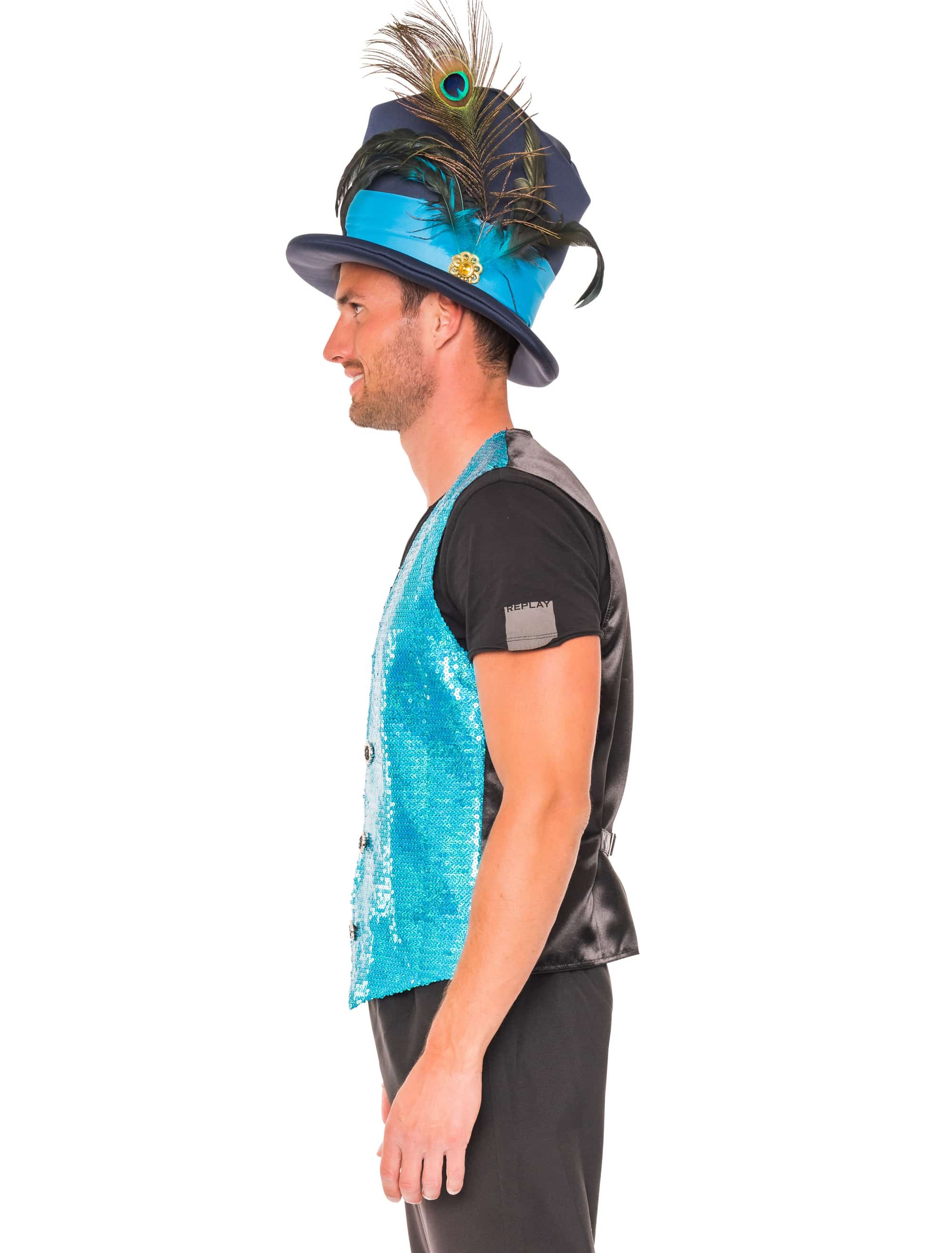 Paillettenweste Herren türkis S