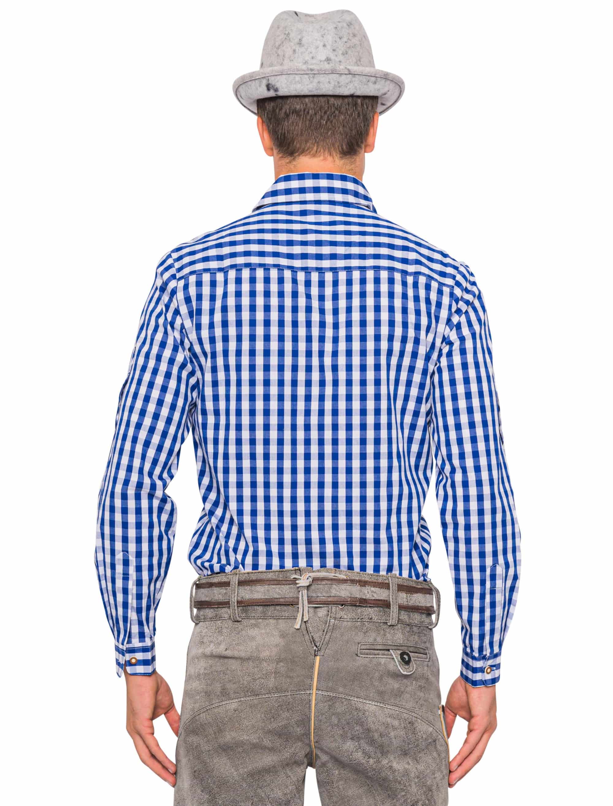 Tirolerhemd langarm kariert Herren weiß/blau S