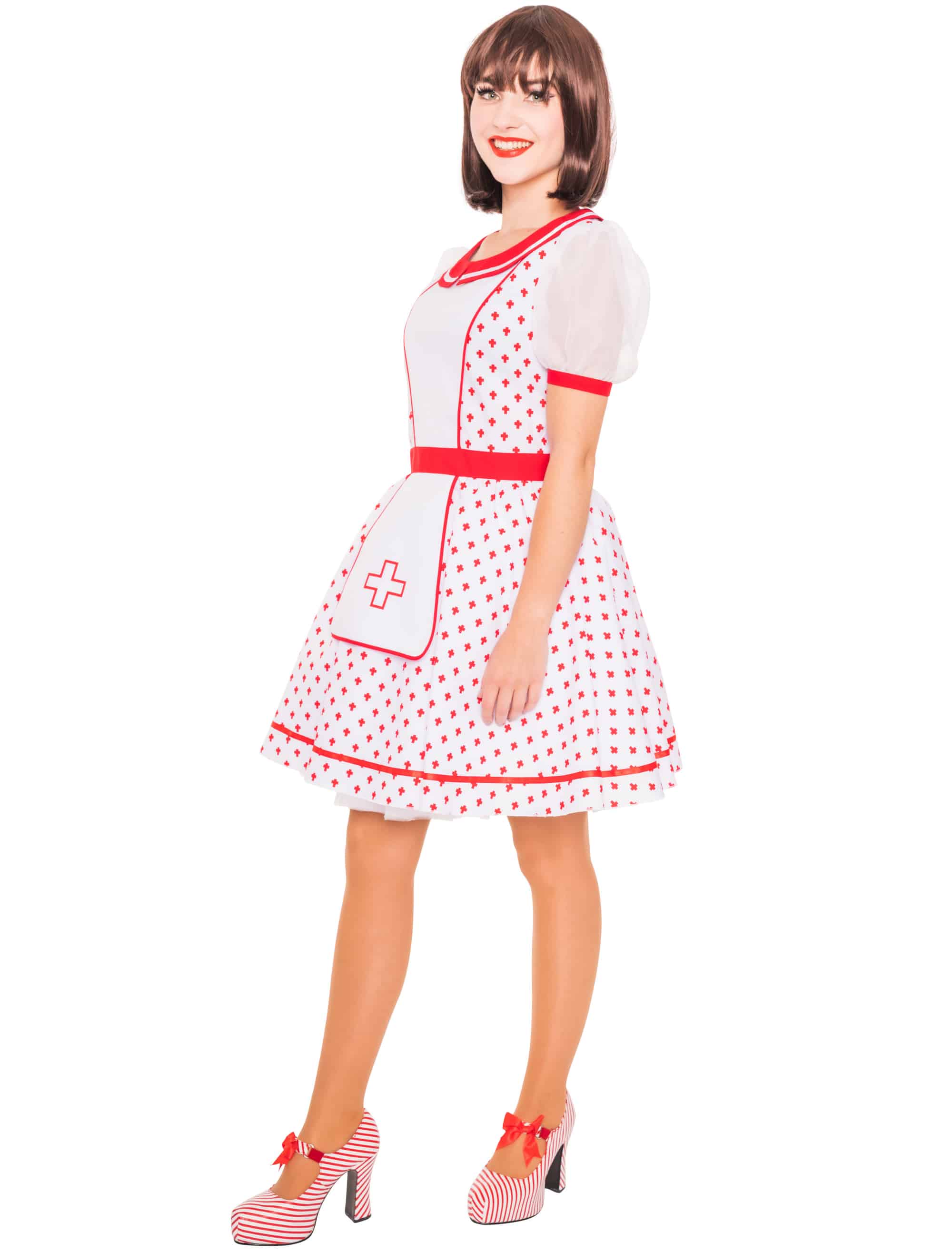 Kleid Krankenschwester mit Kreuz Damen rot/weiß S