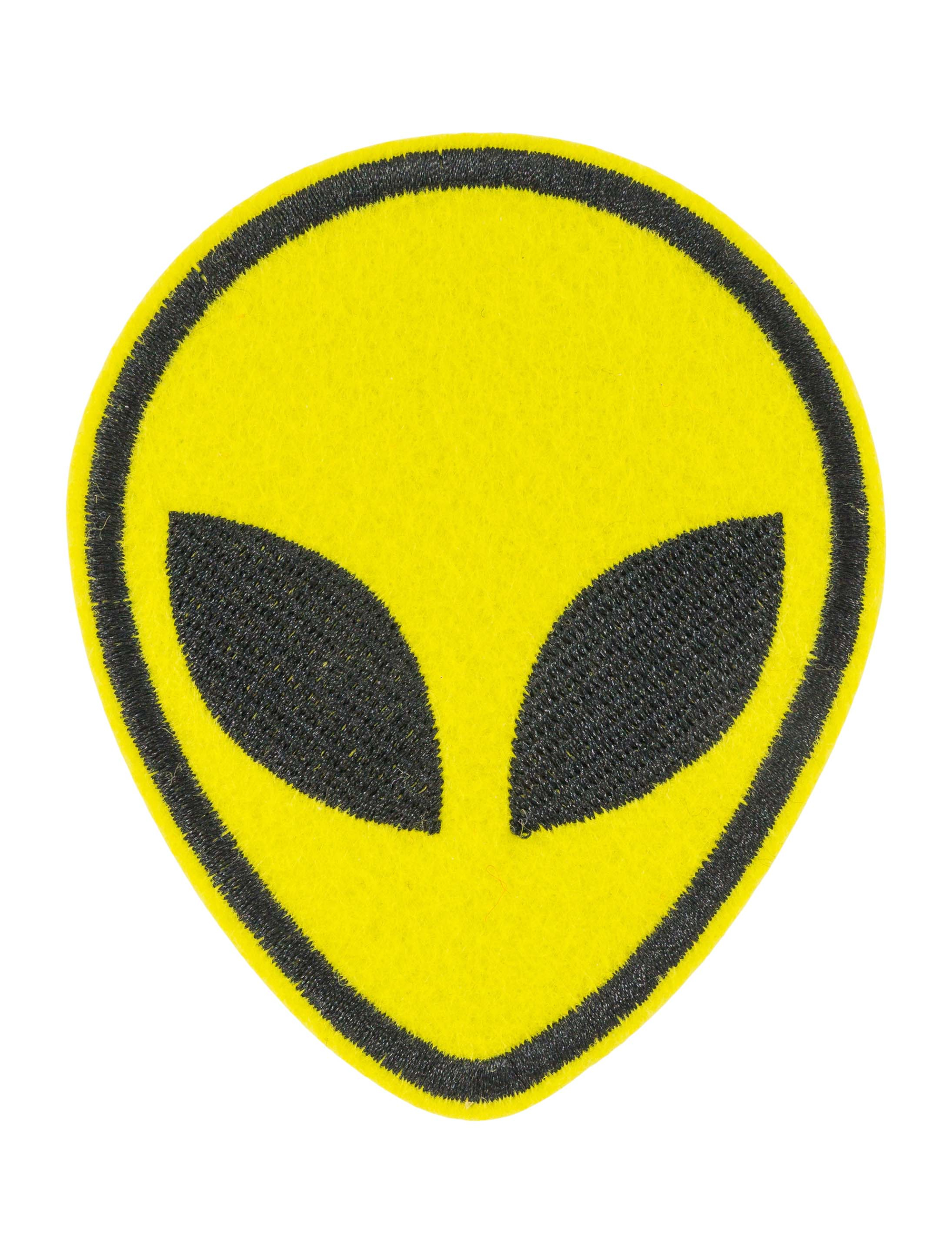 Bügelpatch Alien 9,5cm schwarz/gelb