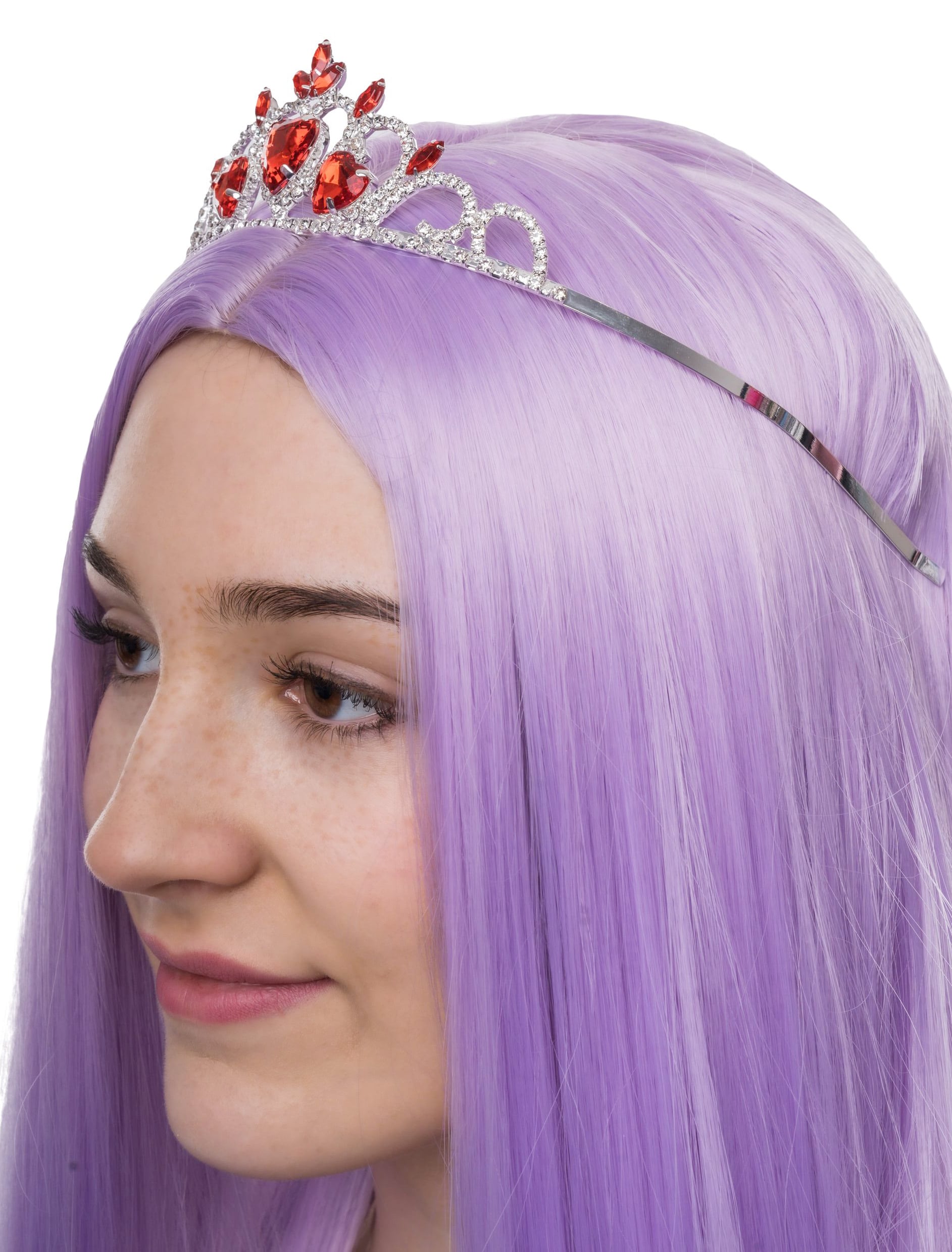 Diadem Eva mit Kristall Damen rot/silber