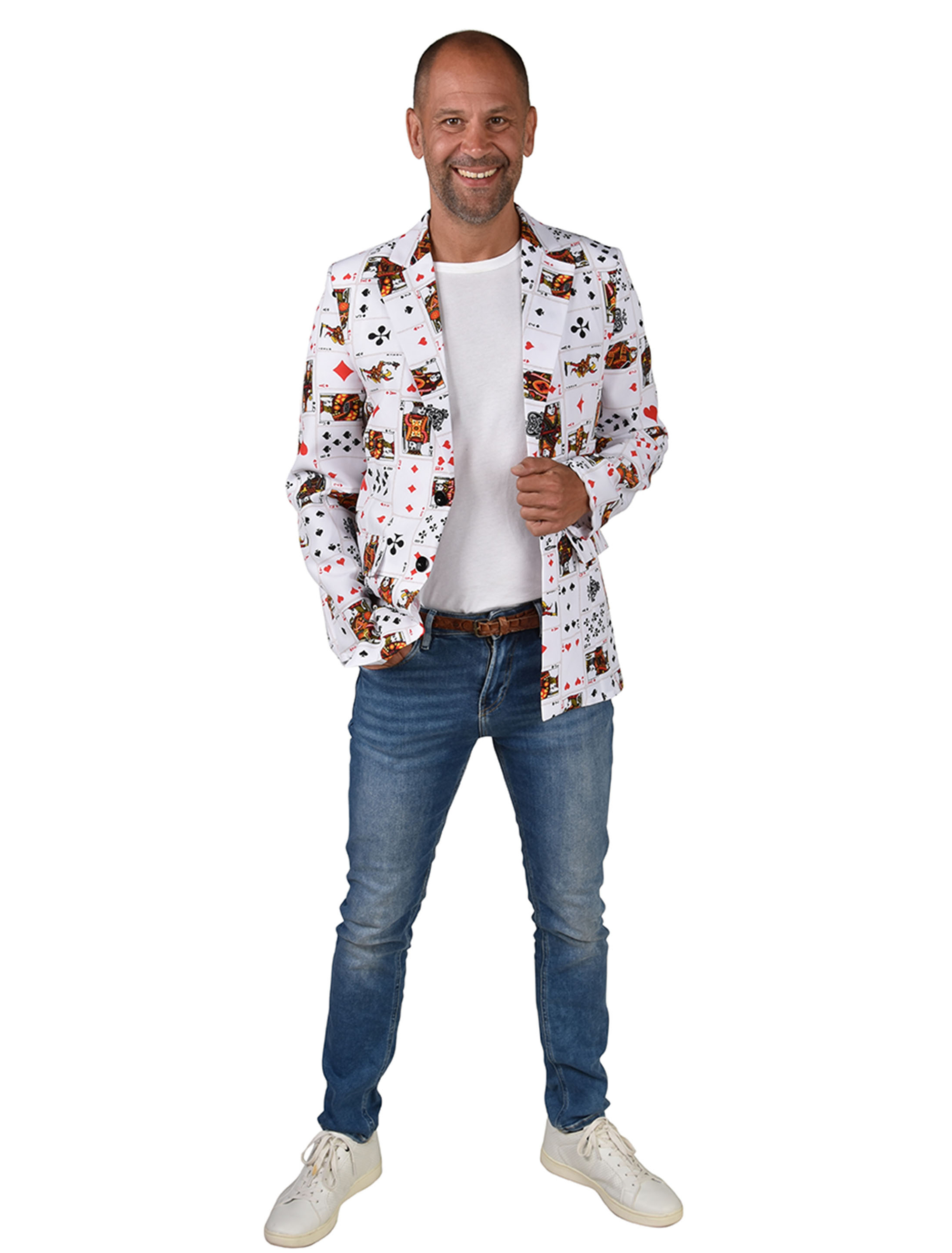 Jackett Spielkarten Herren schwarz/weiß/rot M