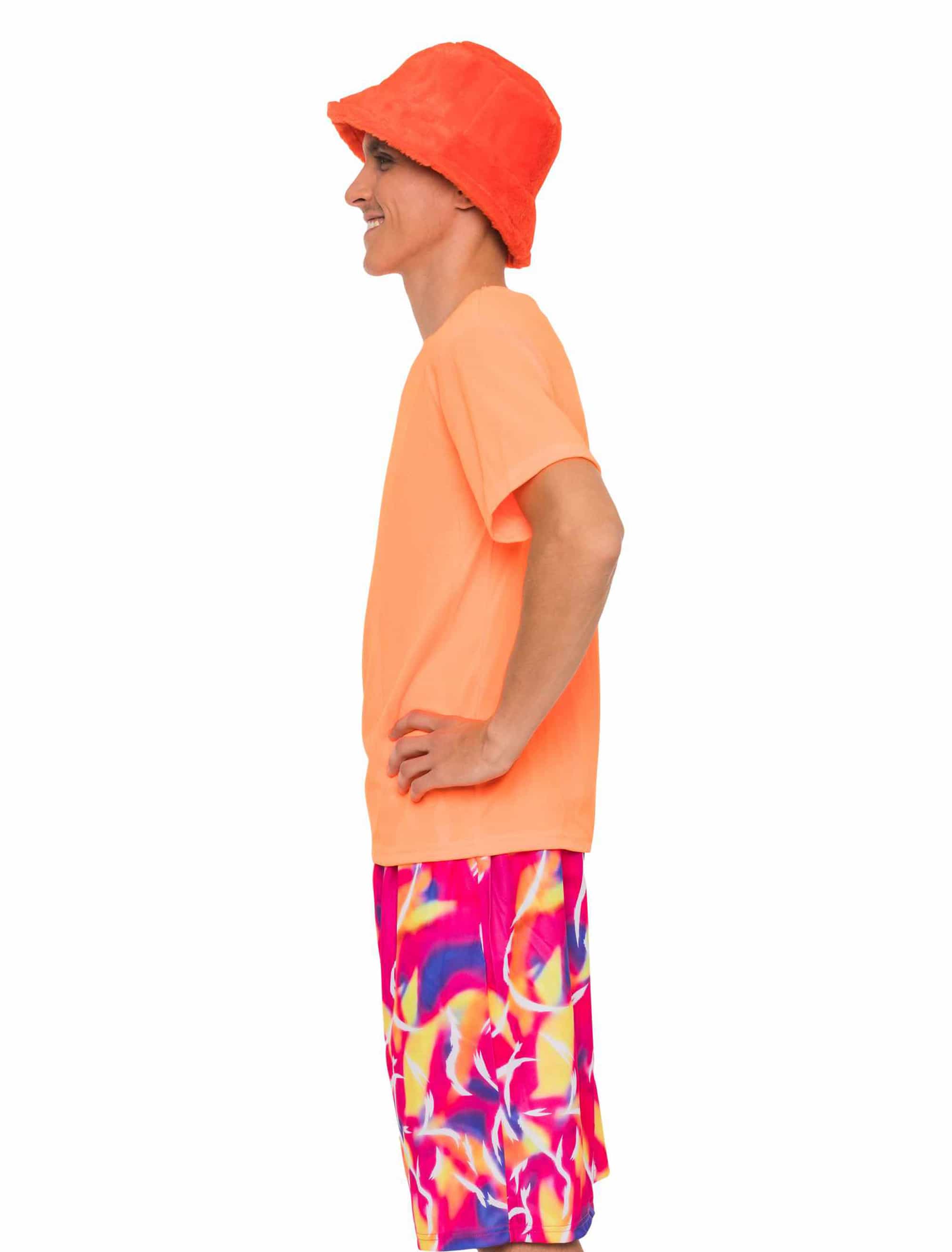 T-Shirt Neon Unifarben Herren neonorange L/XL