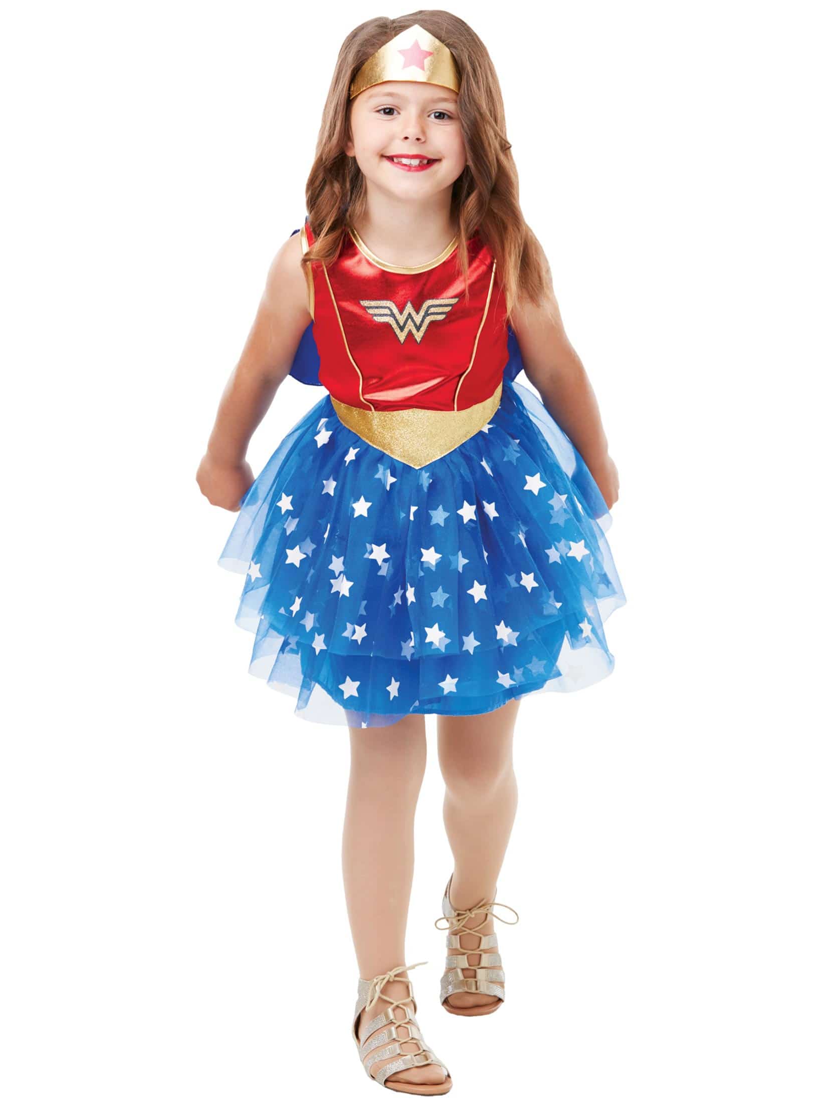 Wonder Woman Premium 3-tlg. Kinder rot/blau 5-6 Jahre