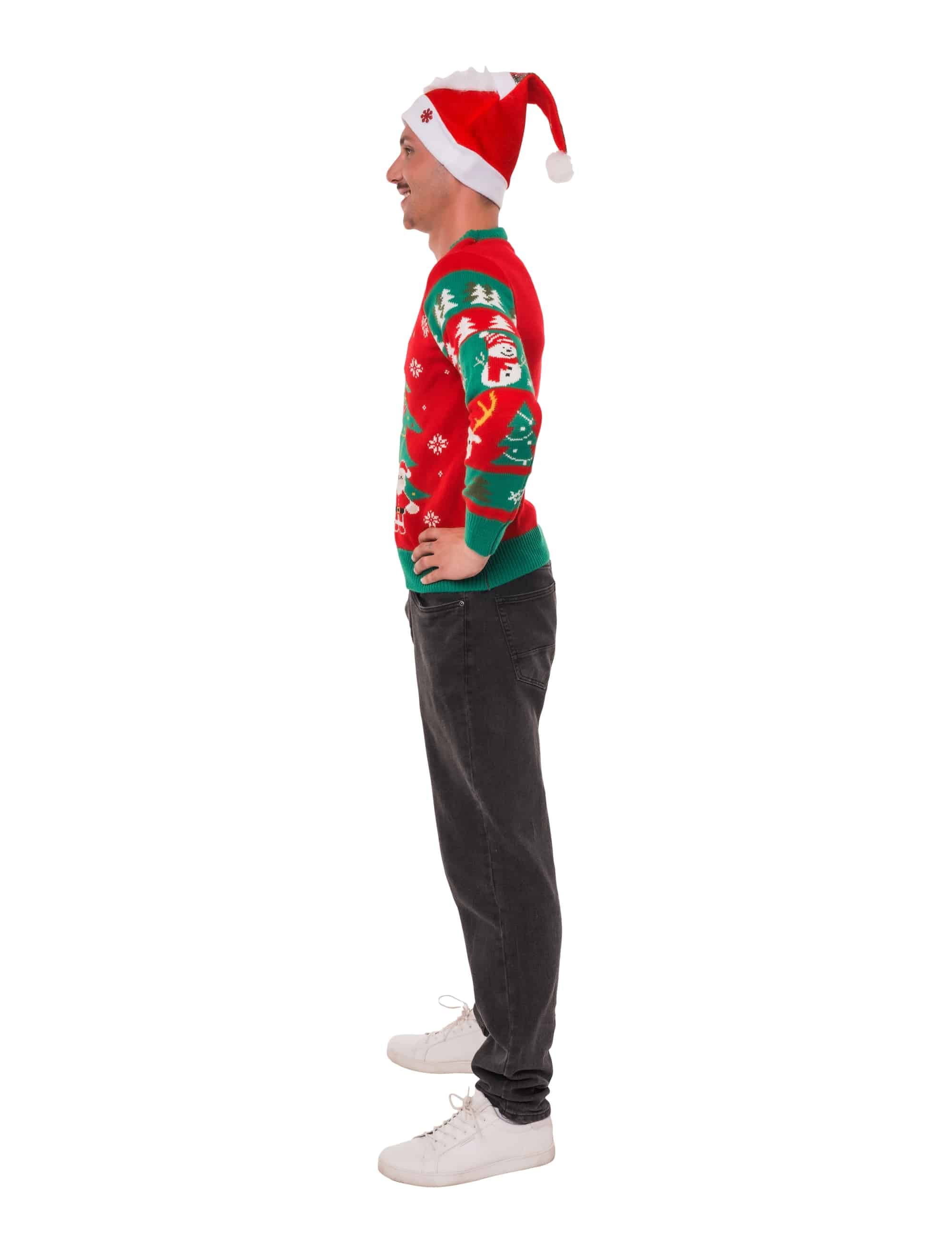 Strickpullover Weihnachten mit LED bunt S