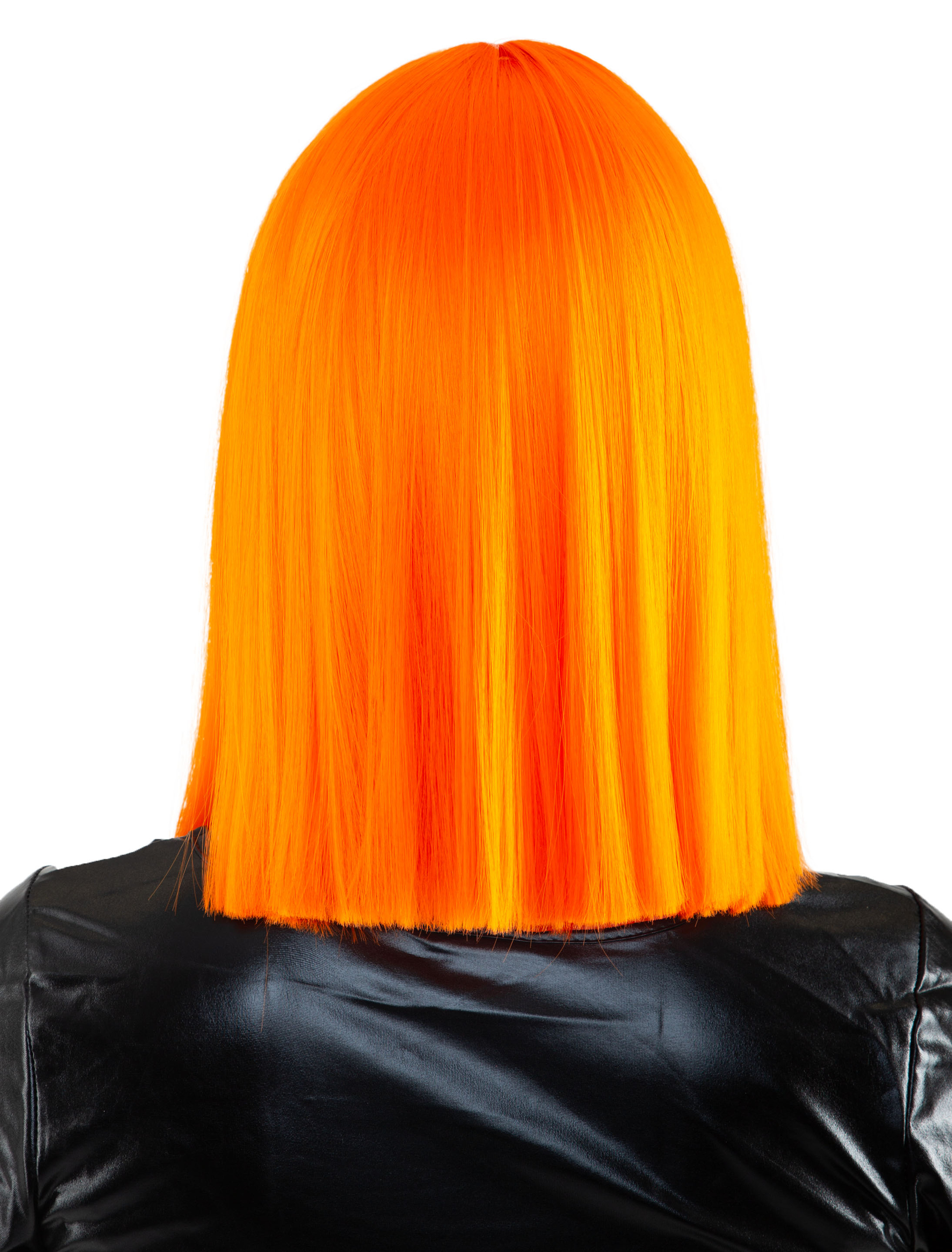 Perücke Langhaar glatt mit Pony orange