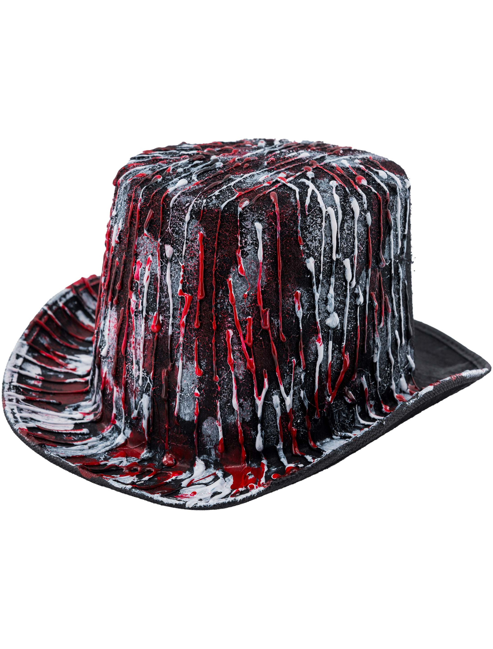 Zylinder Steampunk mit Wachstropfen rot/weiß one size