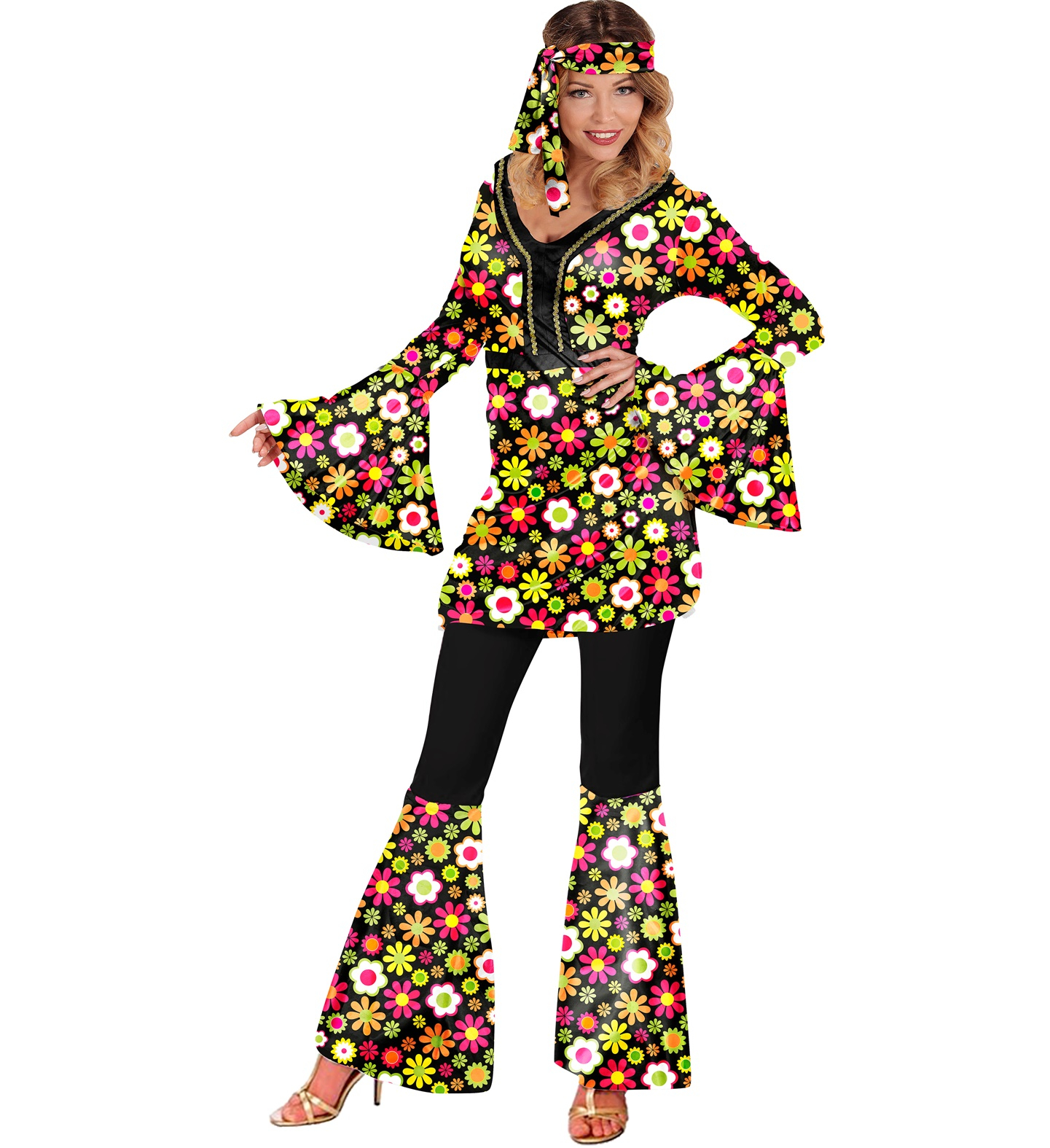 Kostüm Hippie Style Damen bunt XL