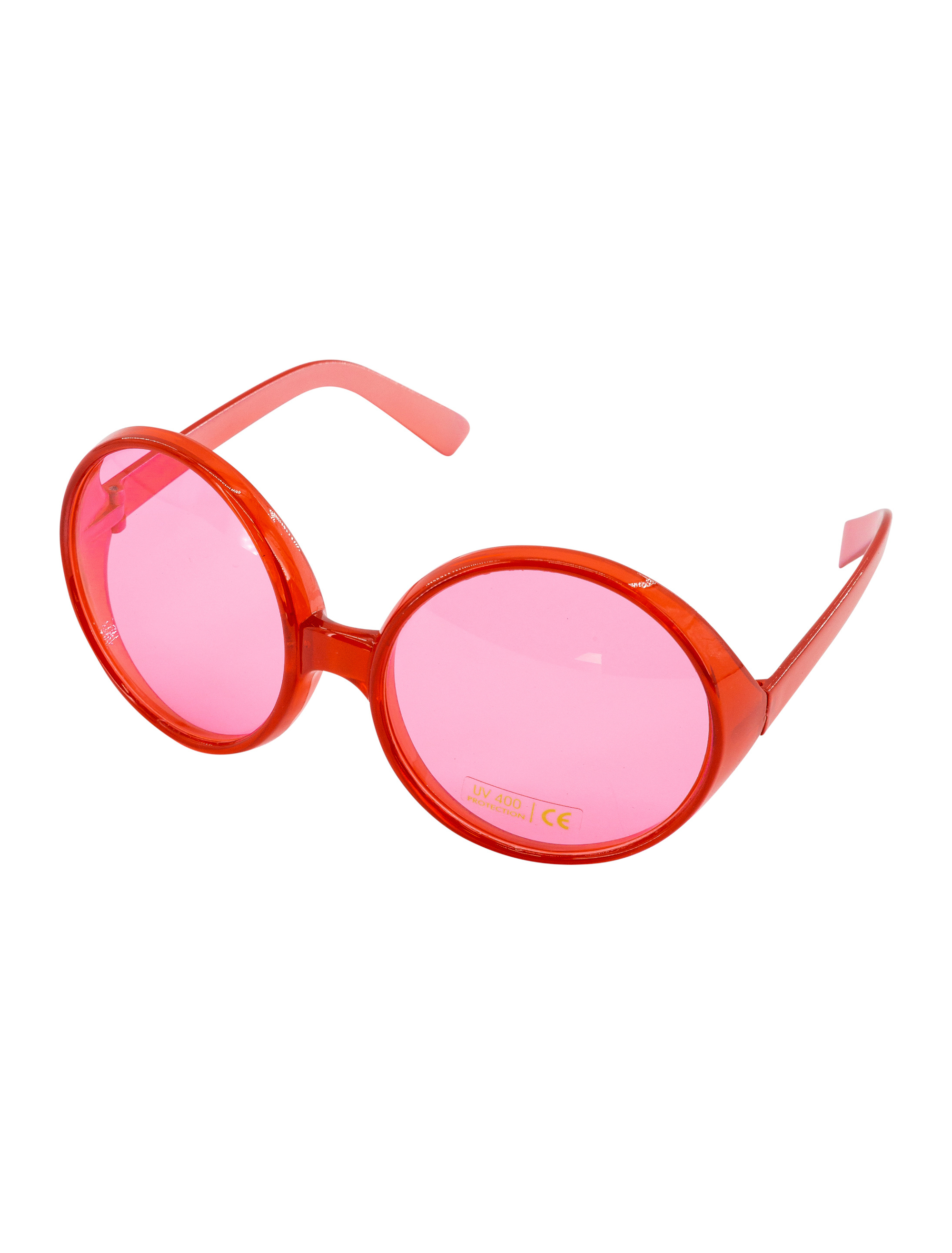 Brille große runde Gläser rot