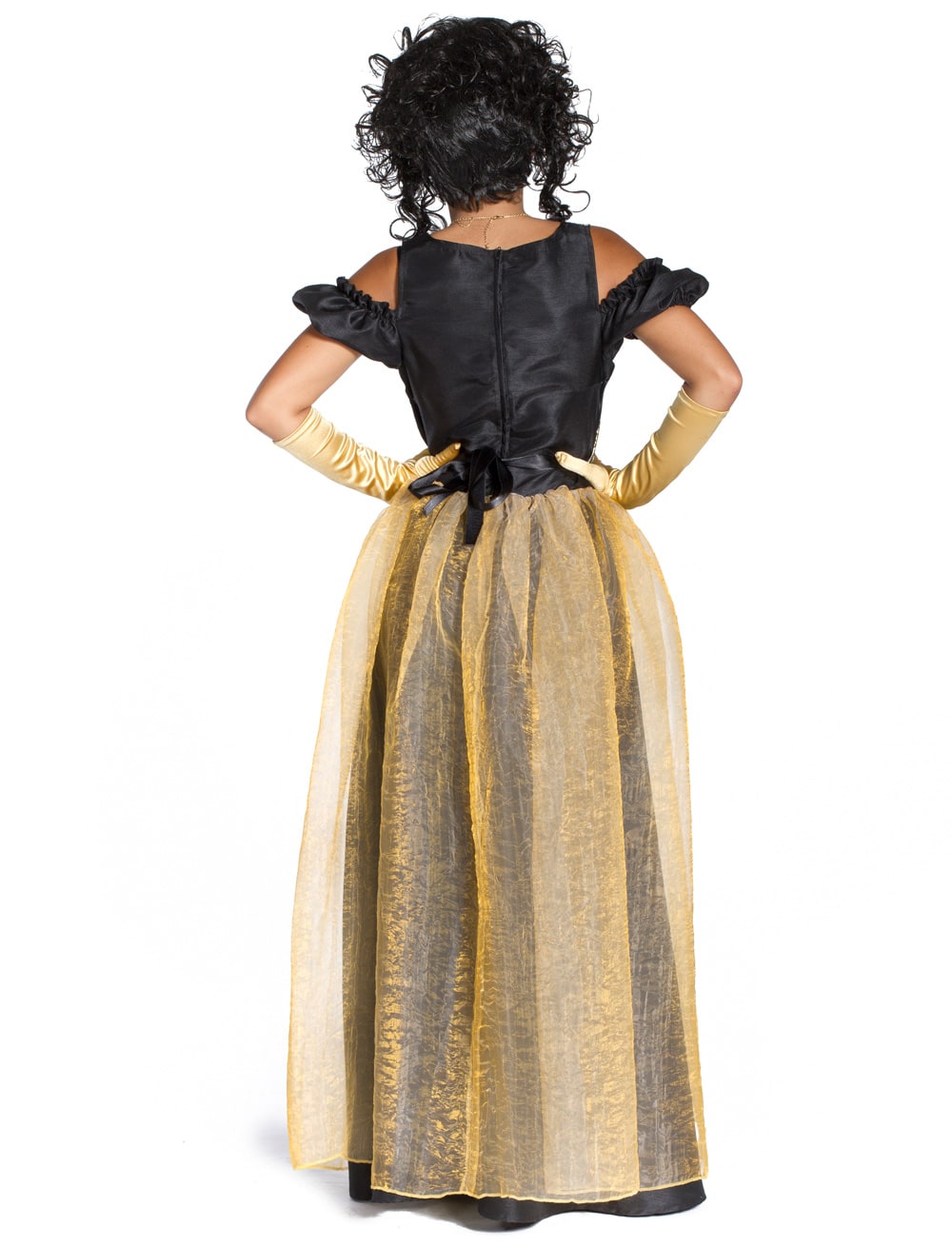 Kleid Marquise lang schwarz/gold L