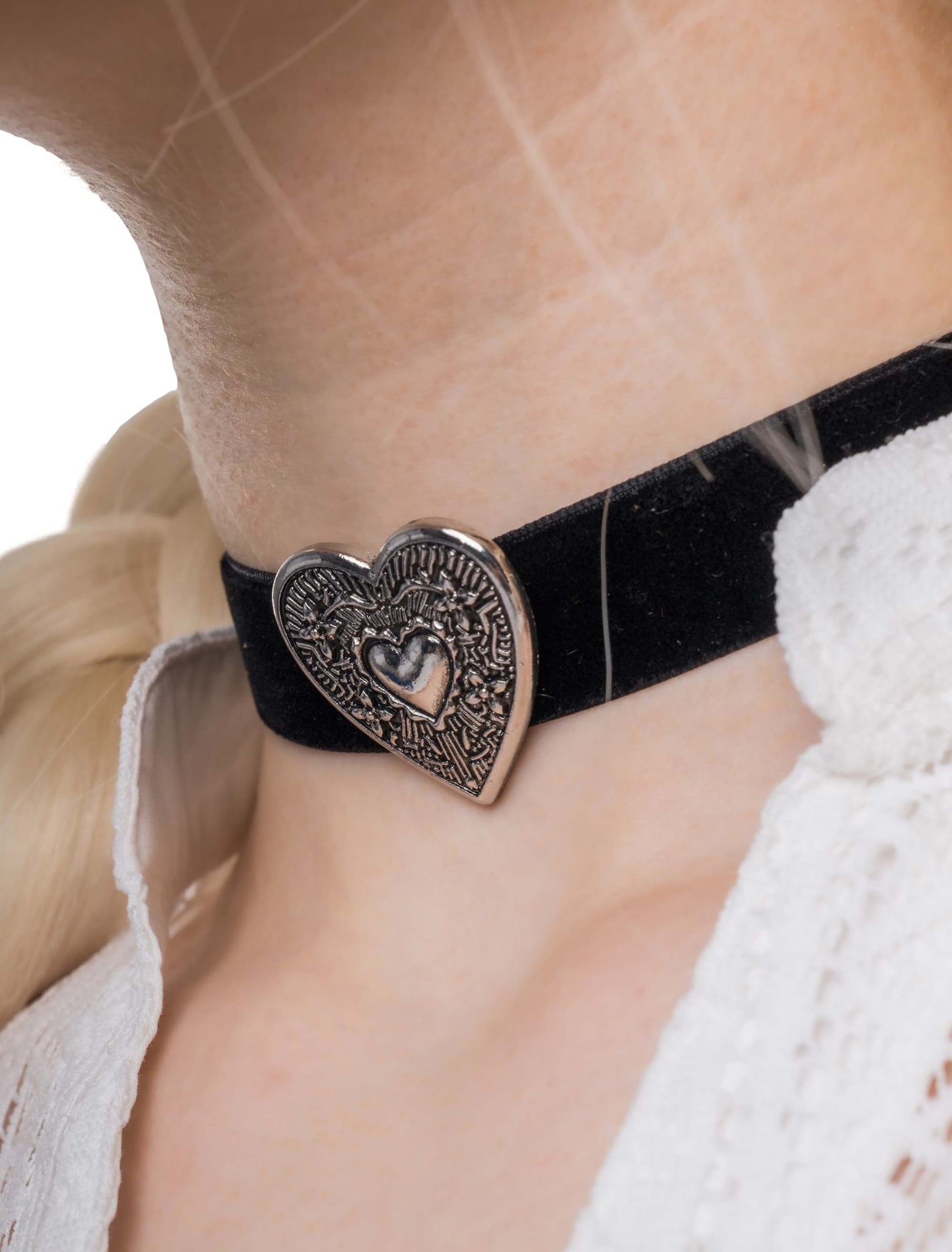 Halskette Choker mit Herz  Damen schwarz
